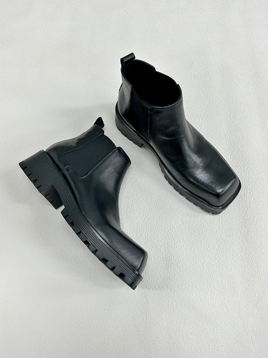 Square-Toe Lug Chelsea Boots