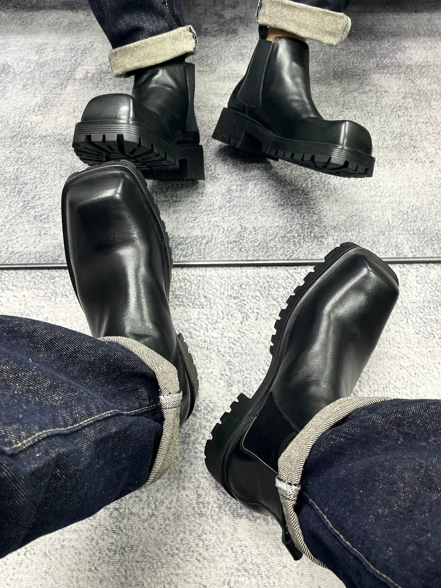 Square-Toe Lug Chelsea Boots - Image 4