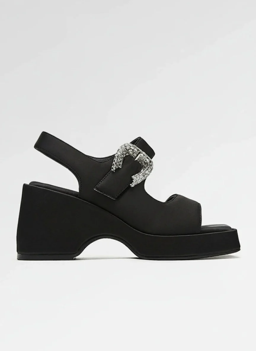 Square-Toe Rhinestone Platform Slingback Sandals - Image 3