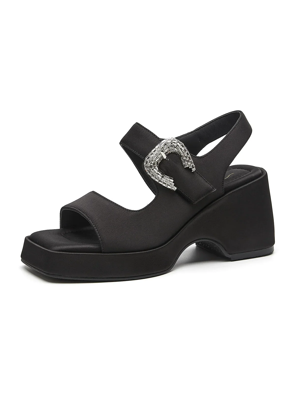 Square-Toe Rhinestone Slingback Platforms - Image 2