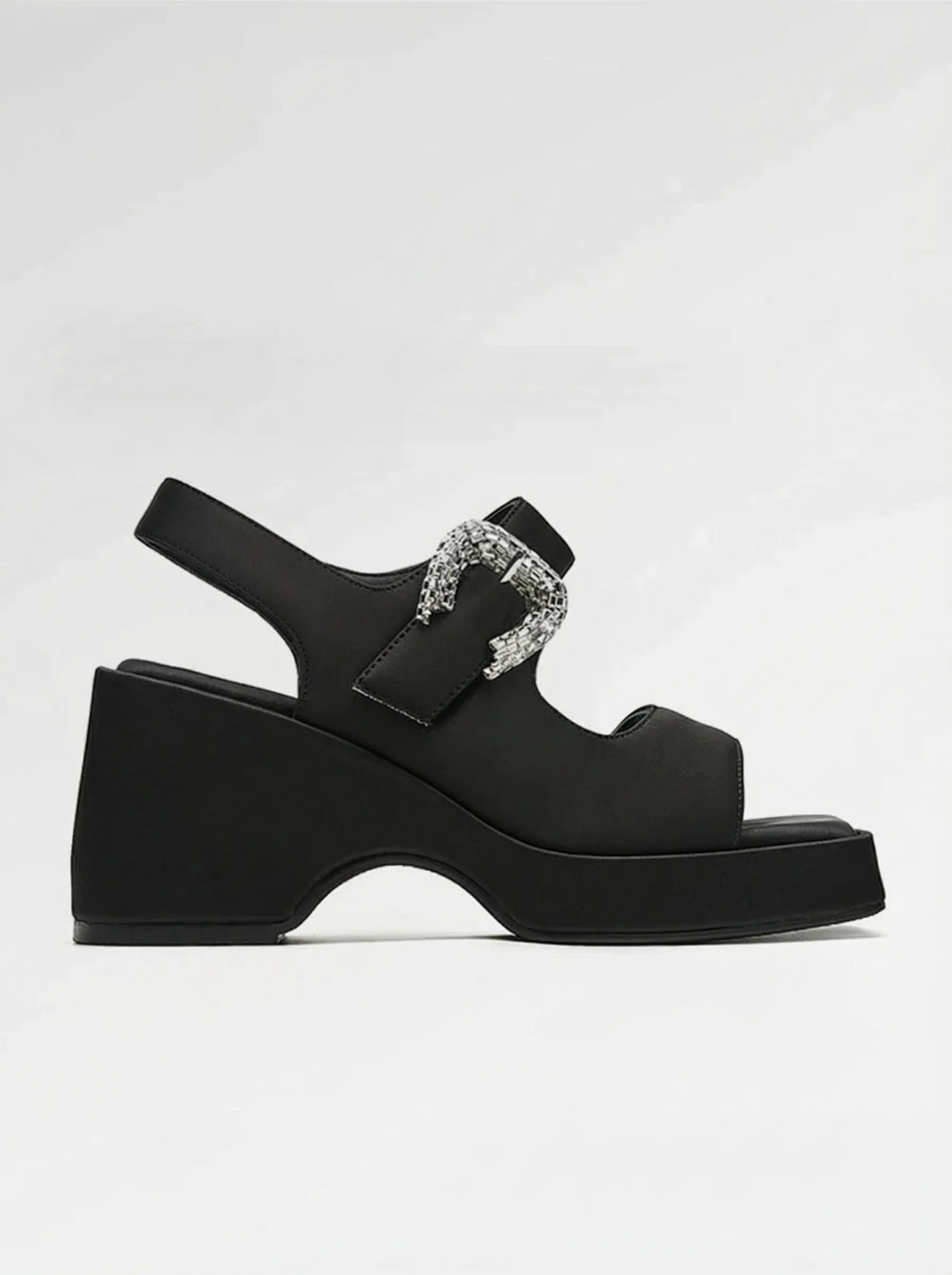 Square-Toe Rhinestone Slingback Platforms - Image 4