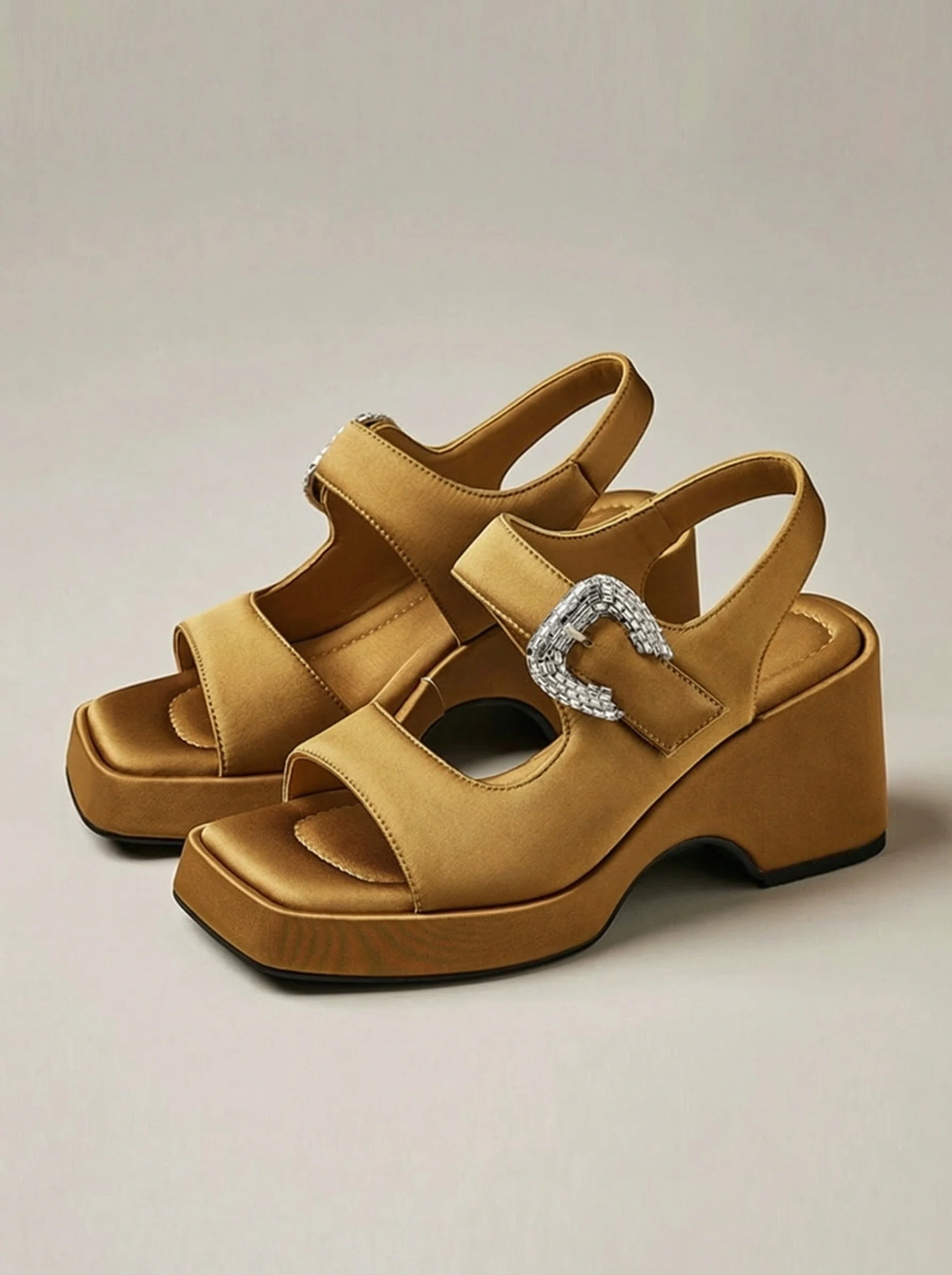 Square-Toe Rhinestone Slingback Platforms - Image 5