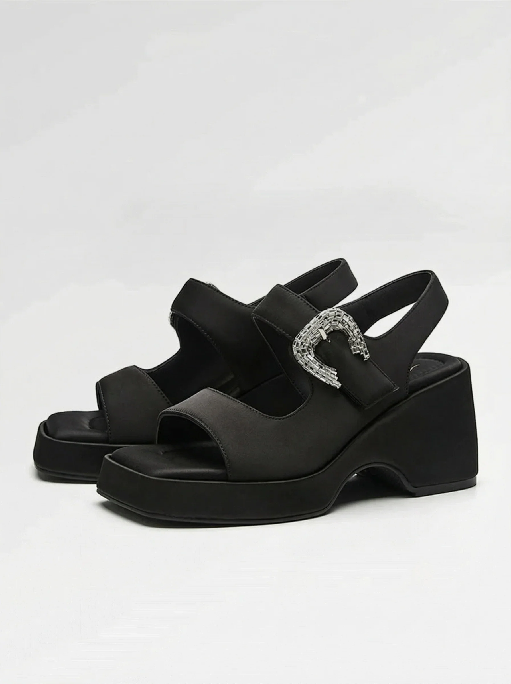 Square-Toe Rhinestone Slingback Platforms - Image 7