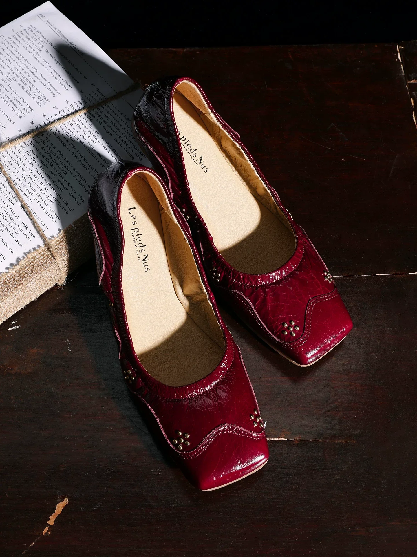 Square-Toe Studded Flats - Image 2