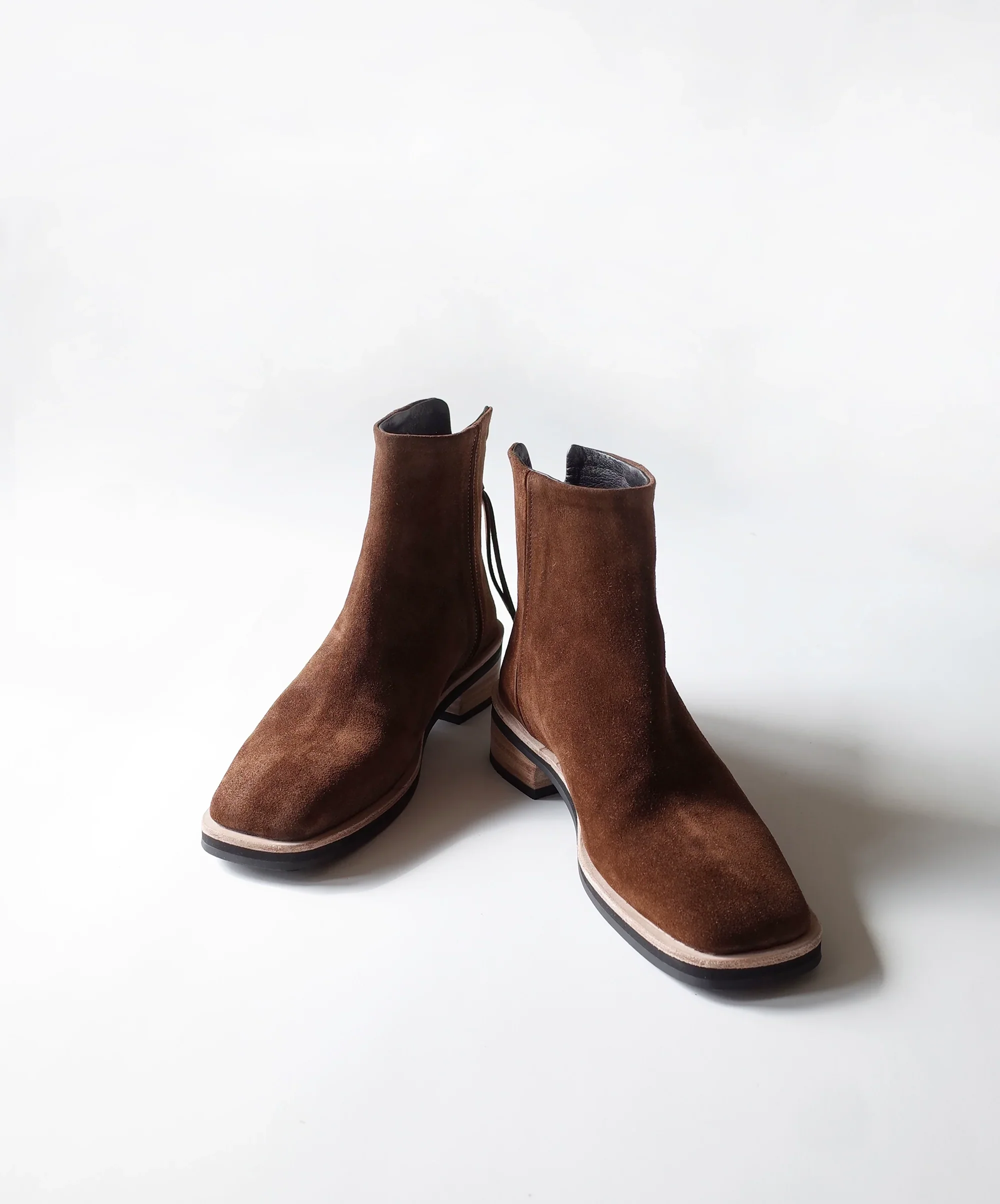 Square-Toe Suede Ankle Boots