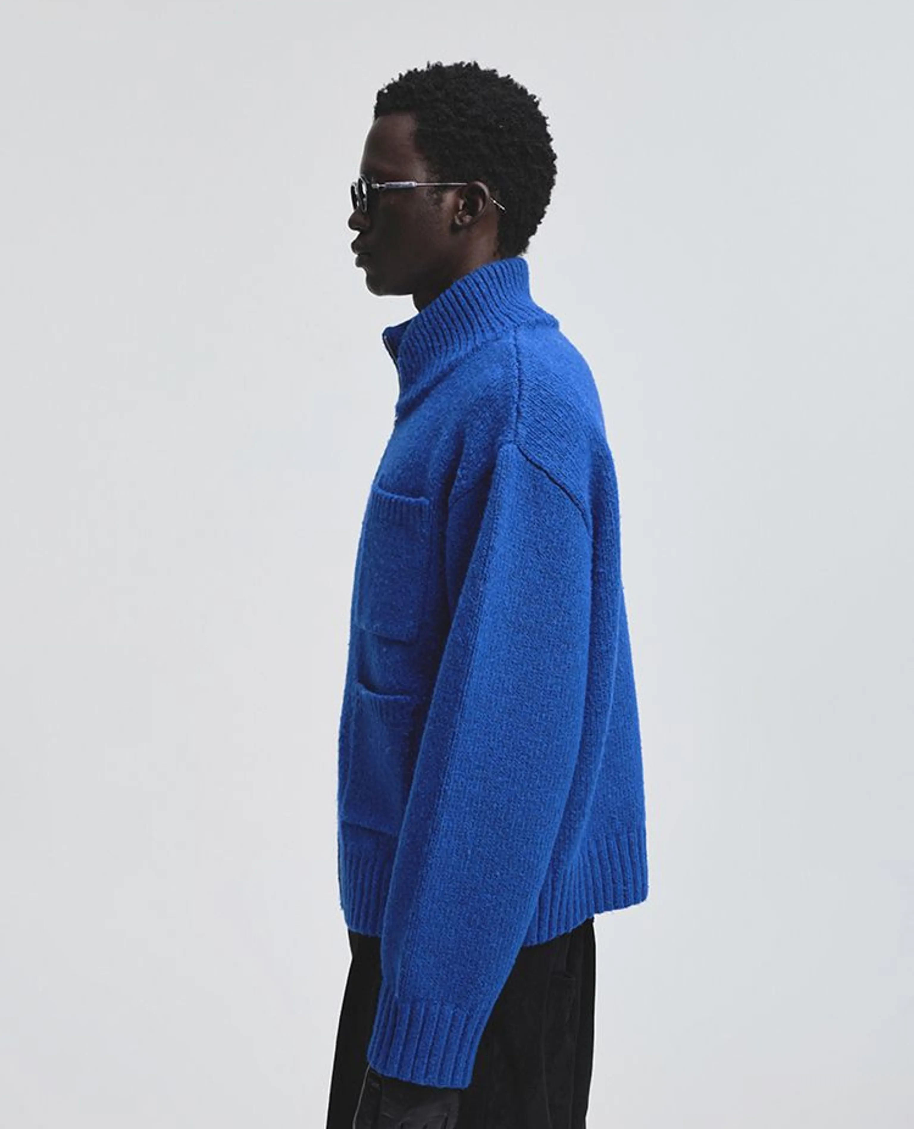 Stand-Collar Alpaca Wool Blend Zip Cardigan - Image 6