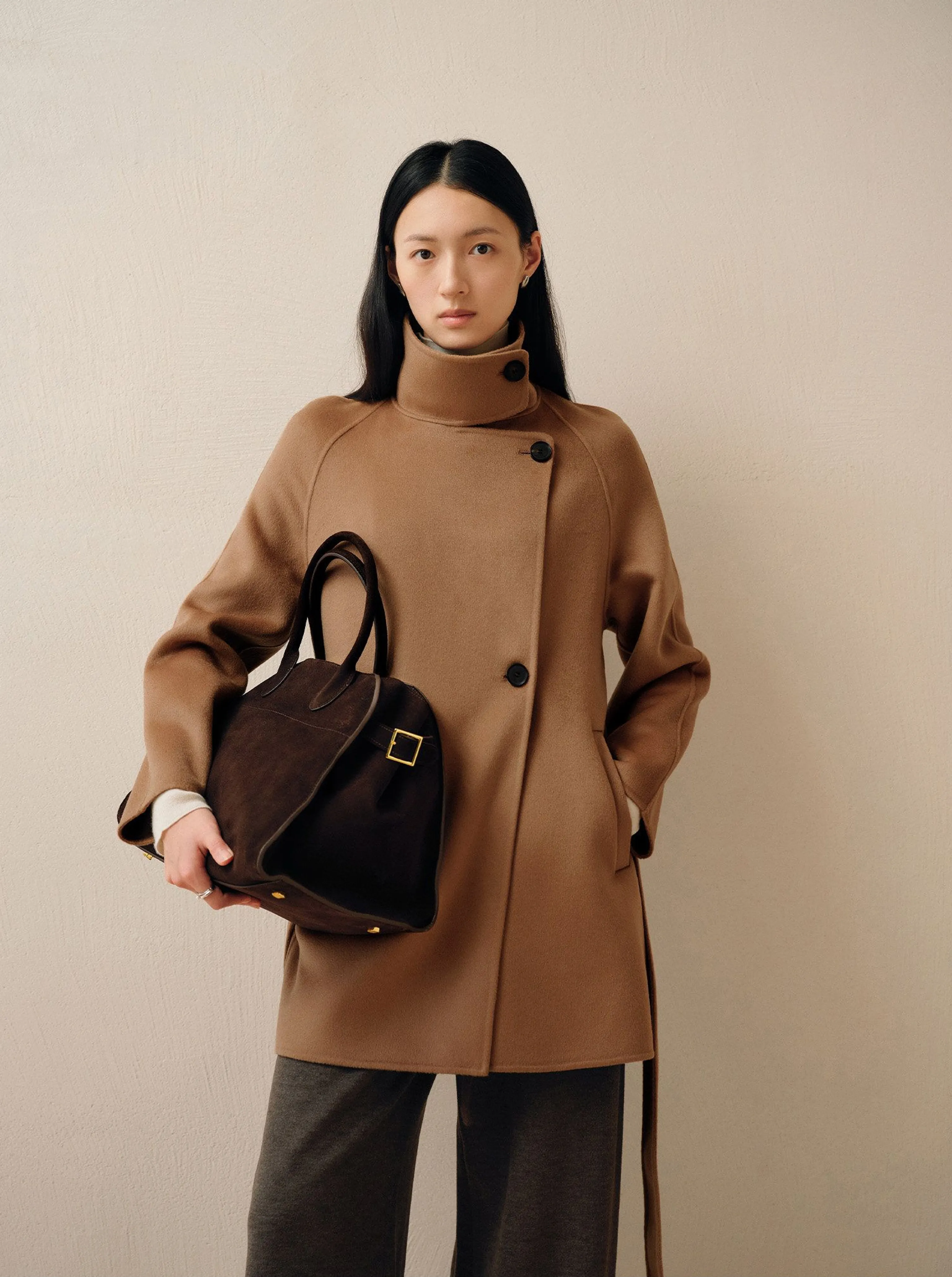 Stand-Collar Belted Cashmere Coat - Image 6