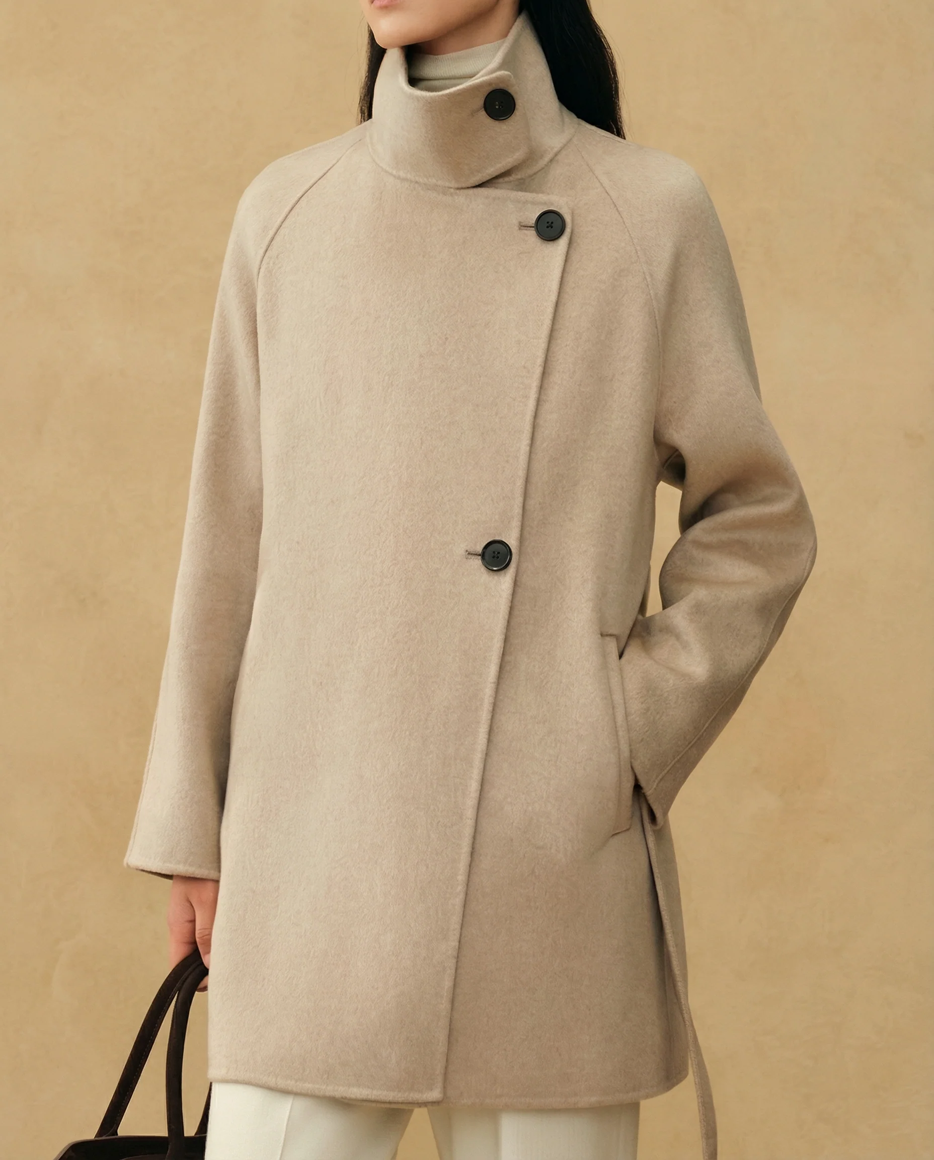 Stand-Collar Belted Cashmere Coat - Image 7