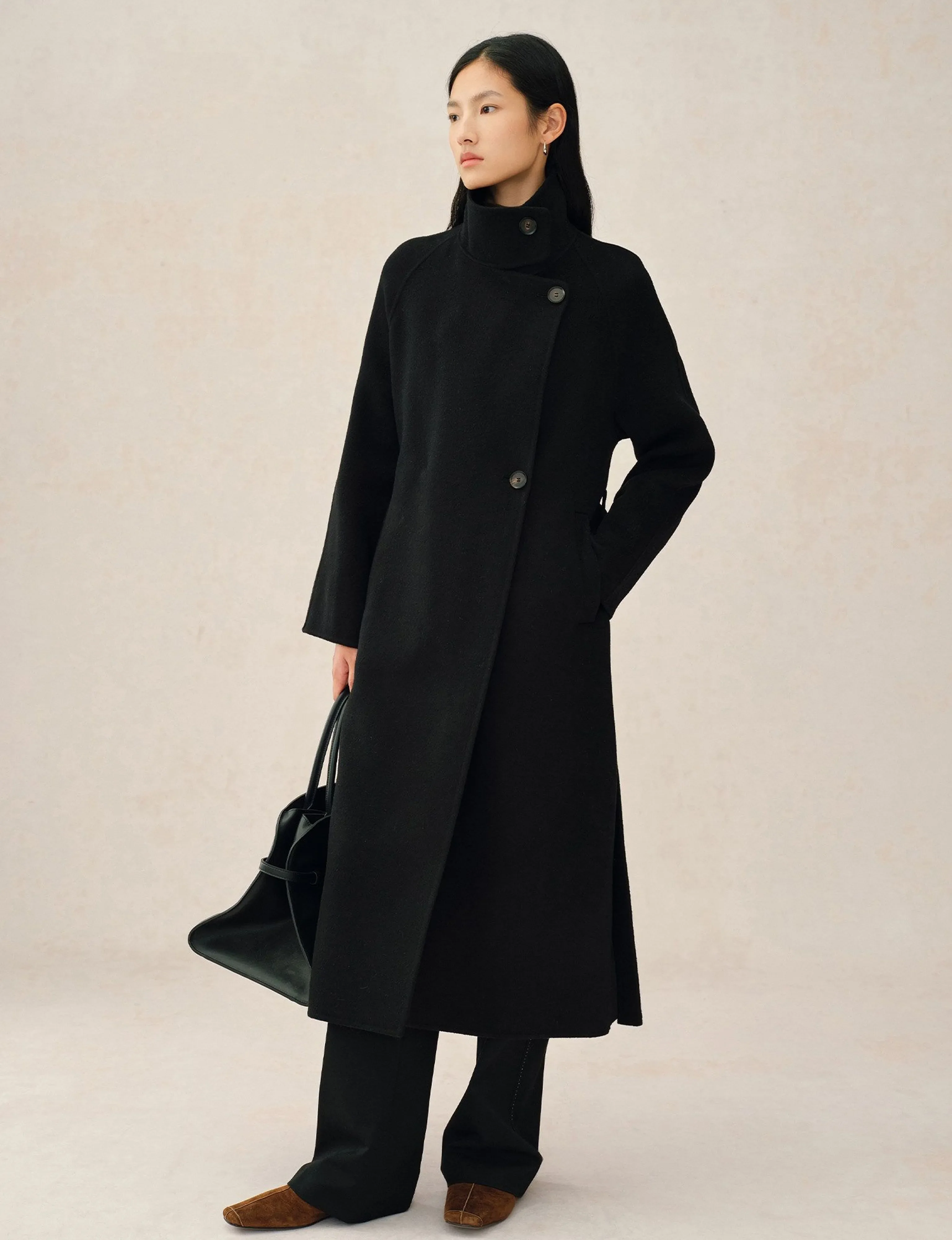 Stand-Collar Belted Cashmere Coat - Image 7