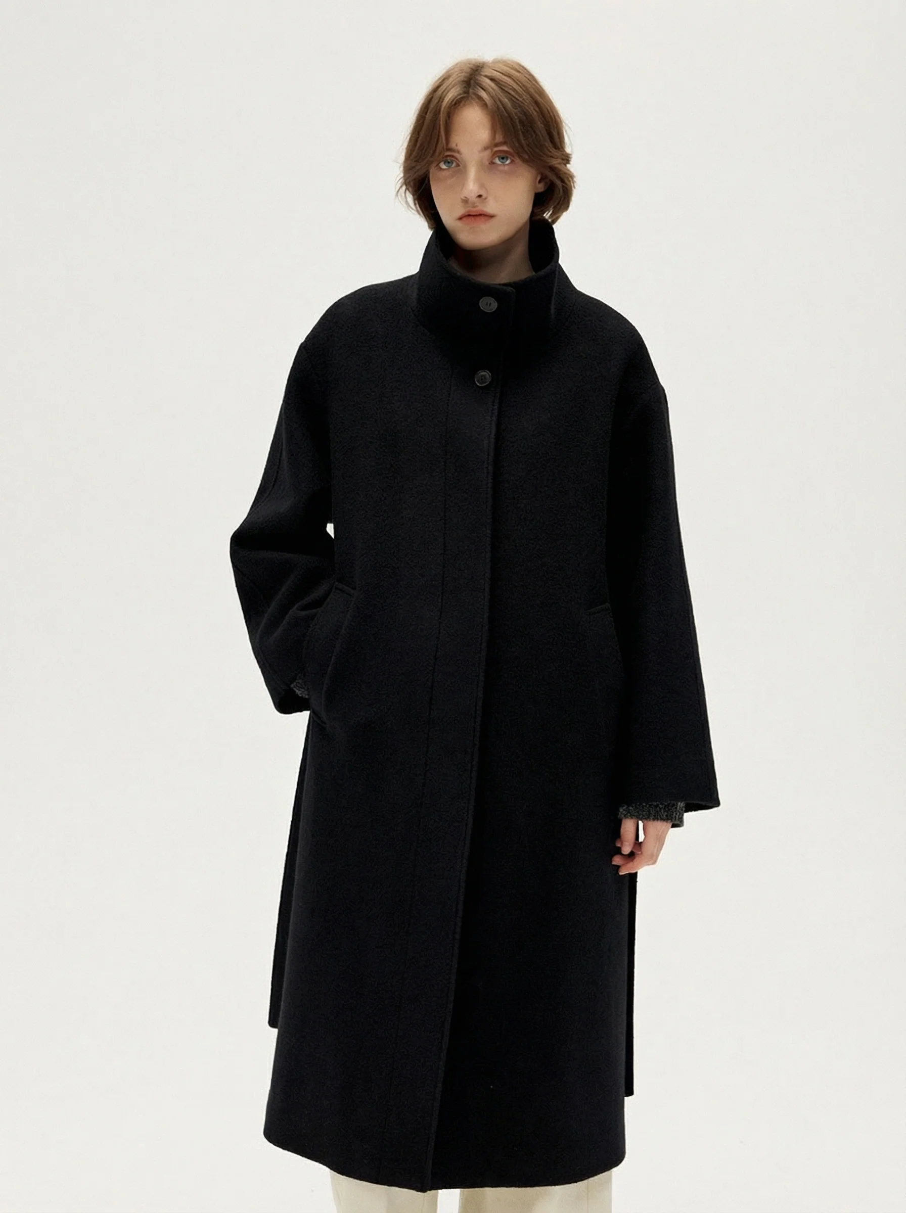 Stand Collar Belted Coat