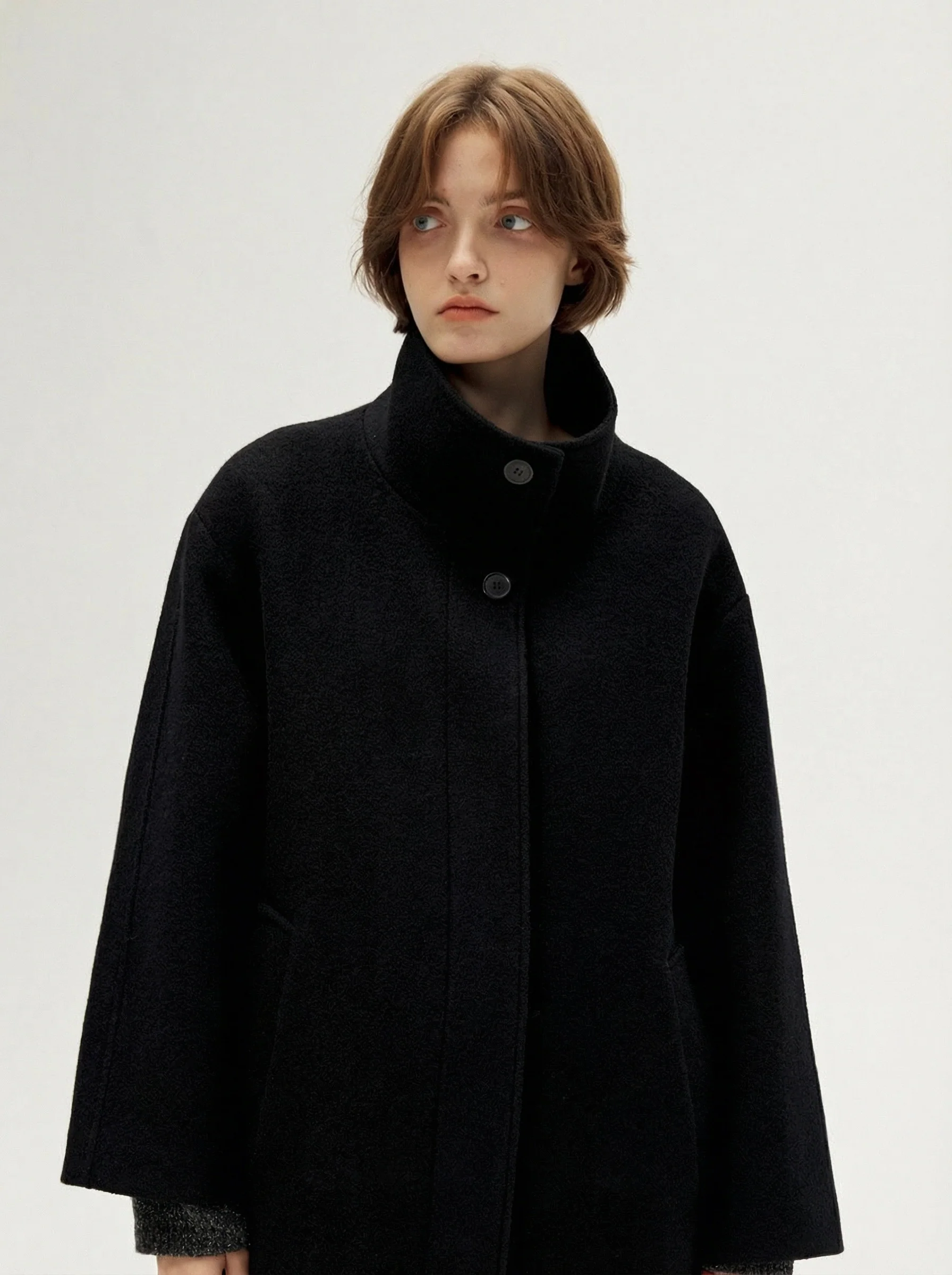Stand Collar Belted Coat - Image 2
