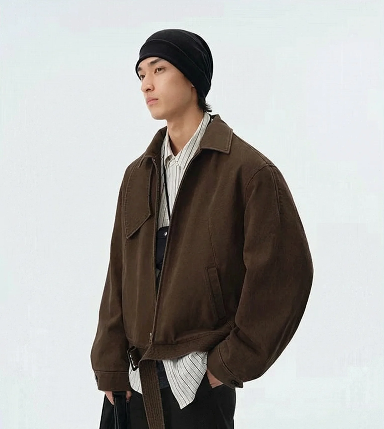 Stand-Collar Belted Cotton-Twill Jacket - Image 2