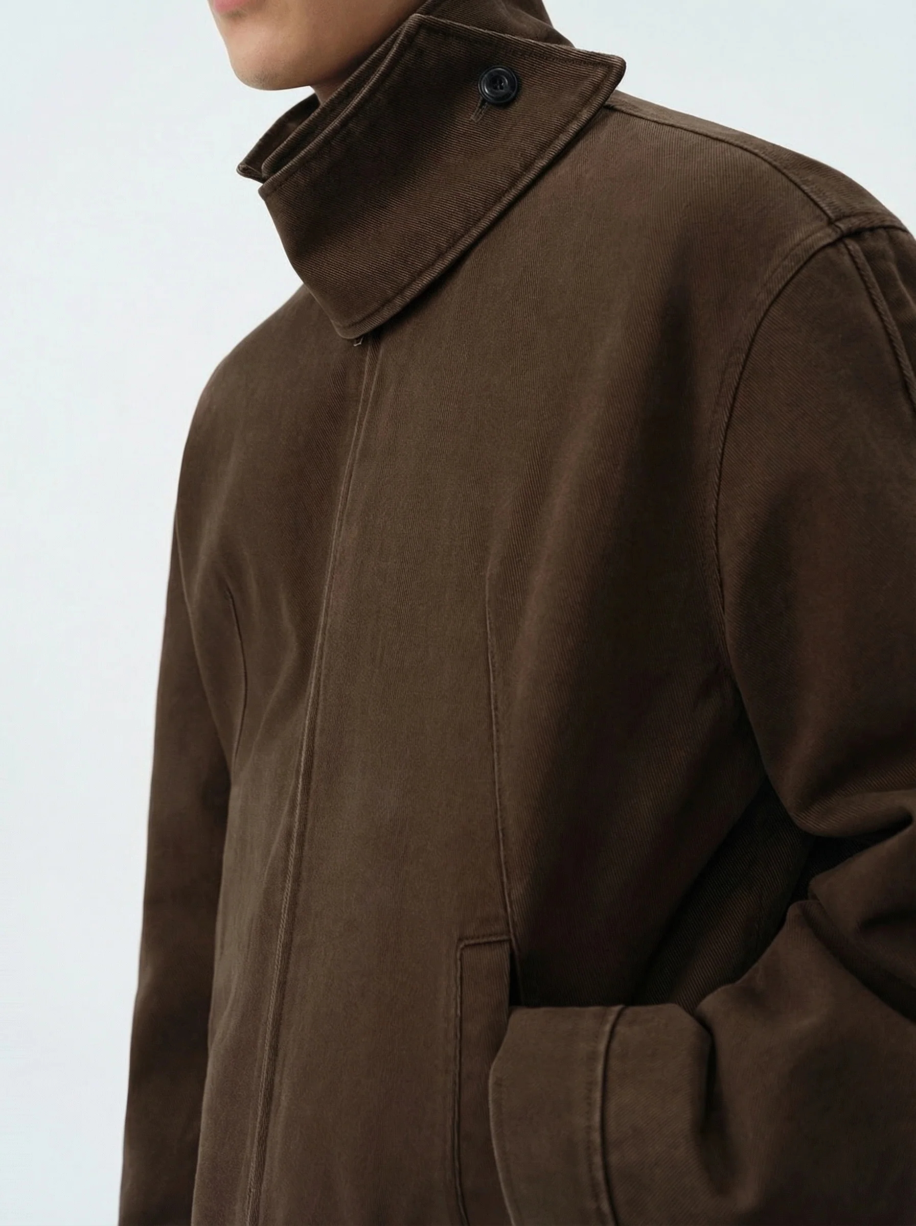 Stand-Collar Belted Cotton-Twill Jacket - Image 4