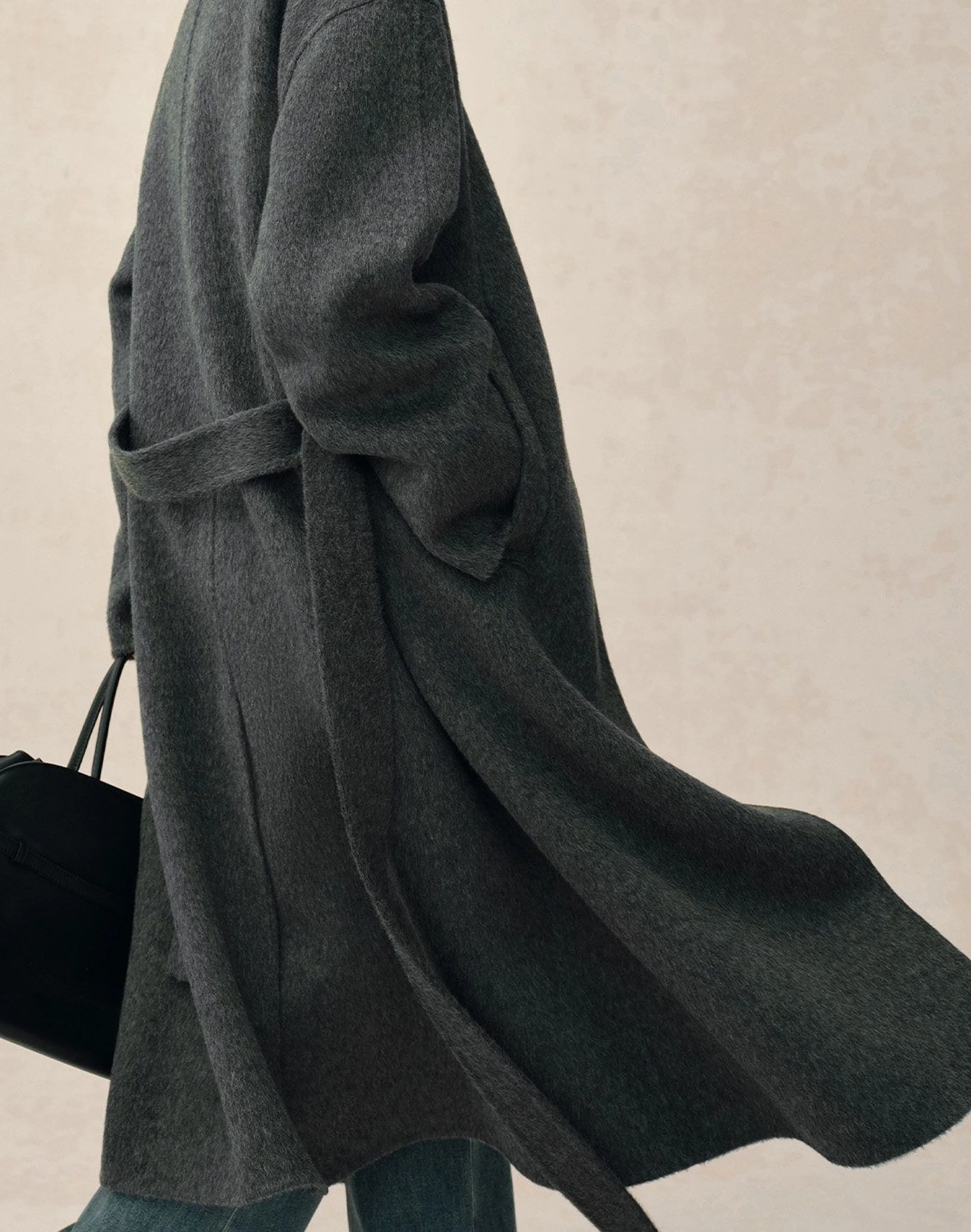 Stand-Collar Belted Double-Faced Wool Coat - Image 2