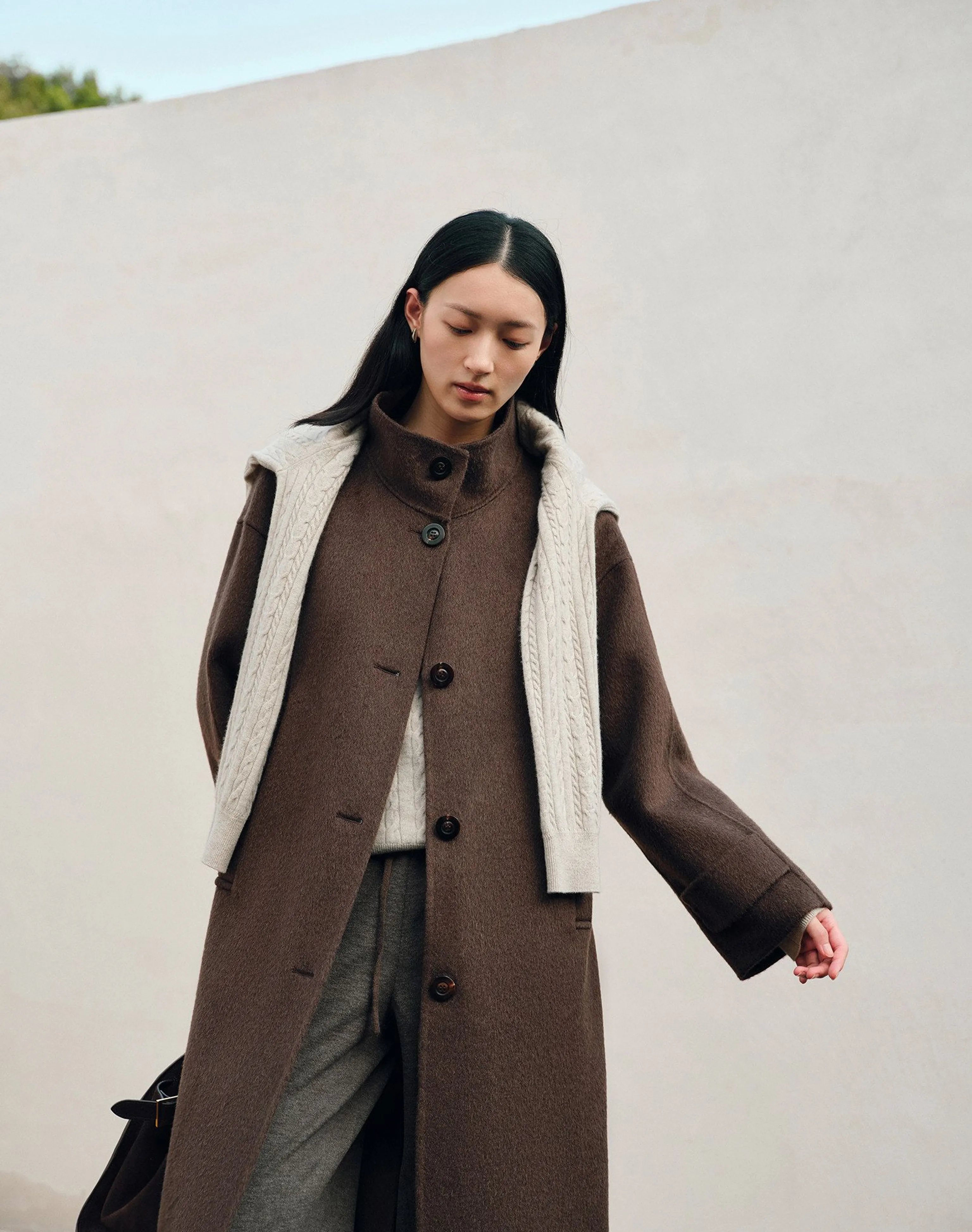 Stand-Collar Belted Double-Faced Wool Coat - Image 4