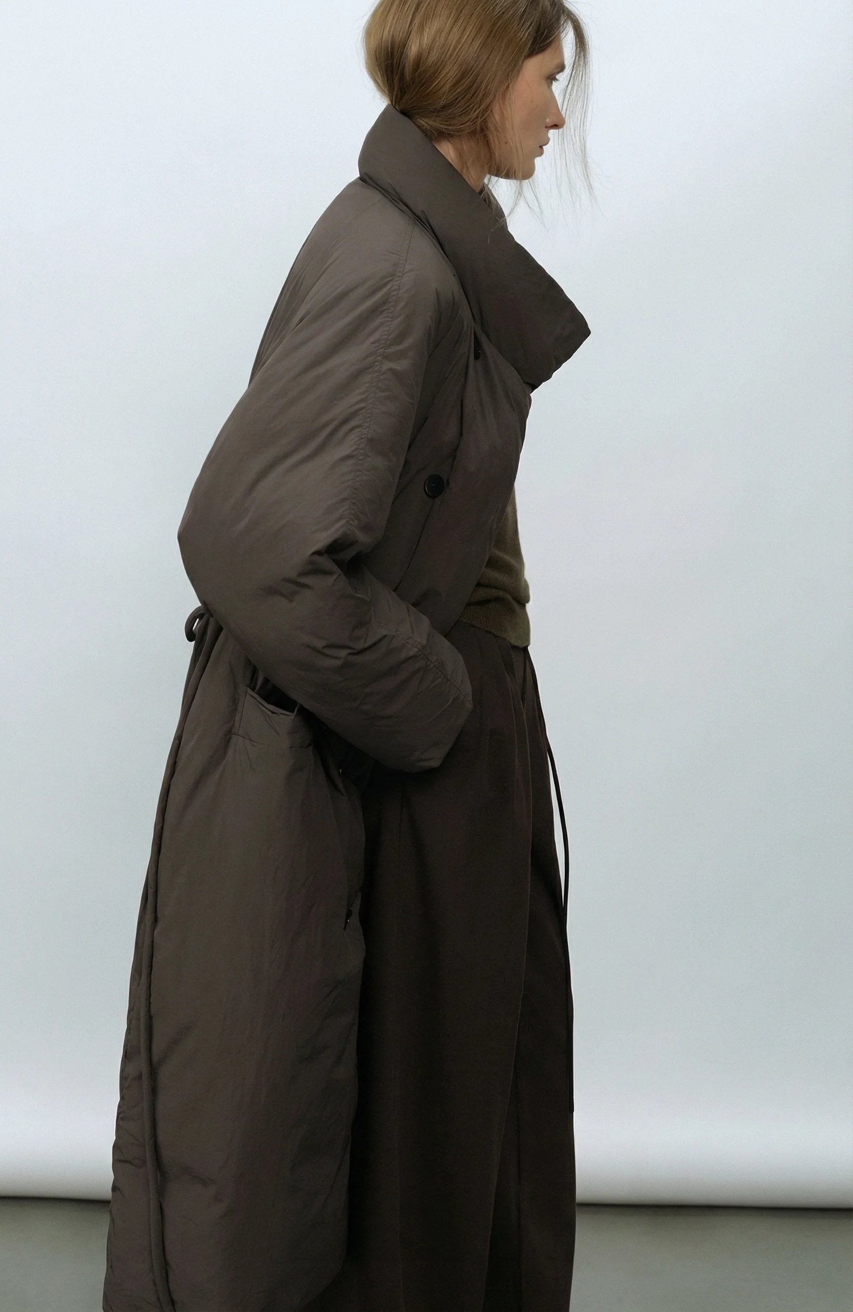 Stand-Collar Belted Down Coat - Image 5
