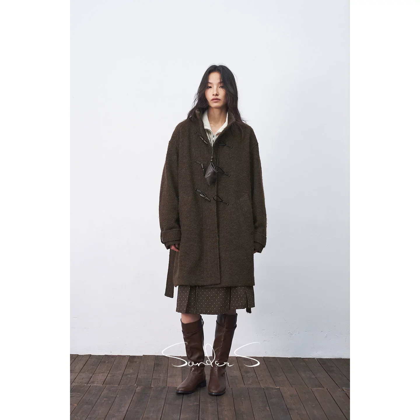 Stand-Collar Bouclé Duffle Coat - Image 4