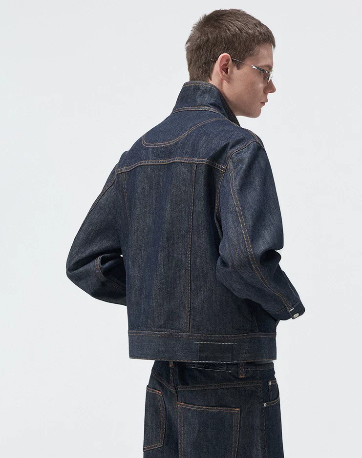 Stand Collar Denim Jacket - Image 6