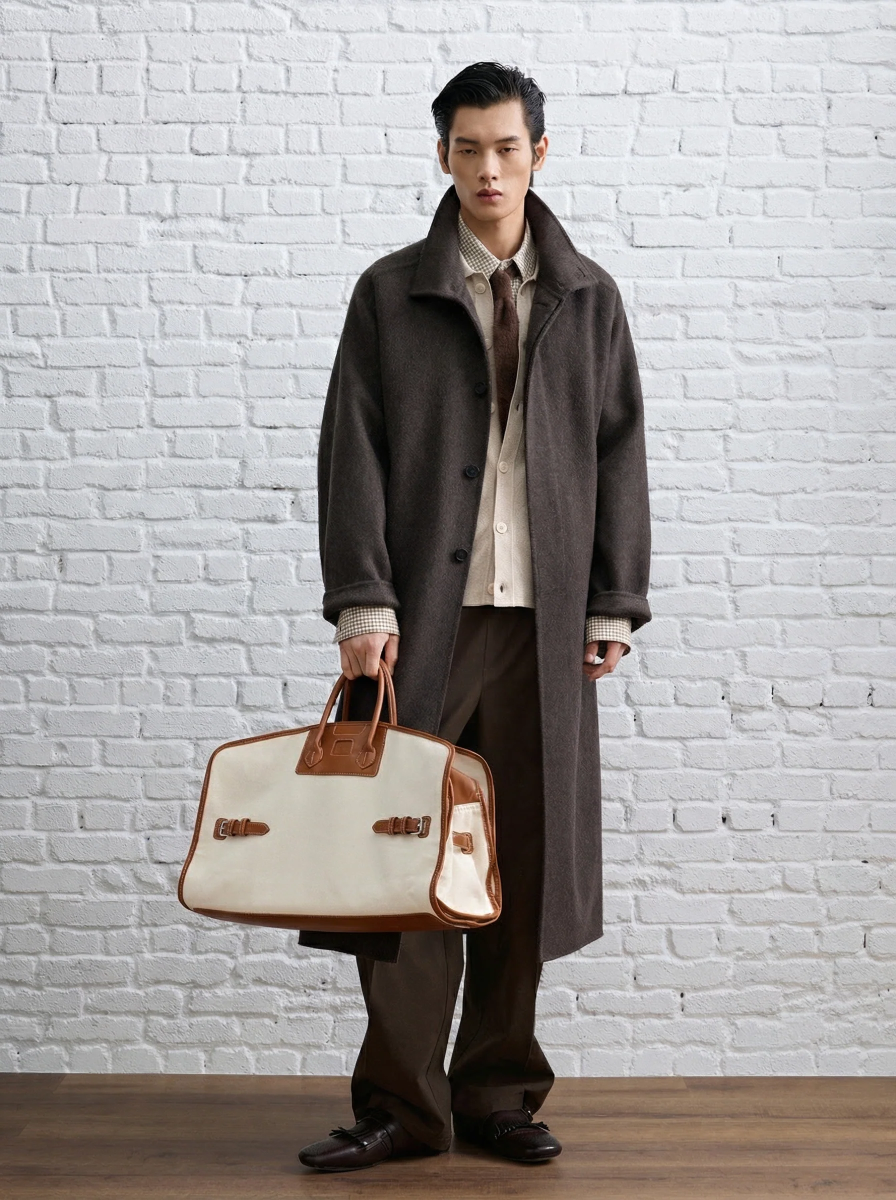Stand-Collar Double-Faced Cashmere Wool Overcoat - Image 3