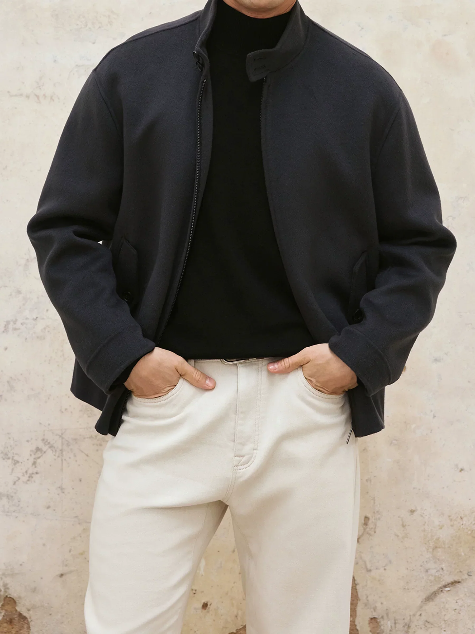 Stand-Collar Double-Faced Wool Jacket - Image 2