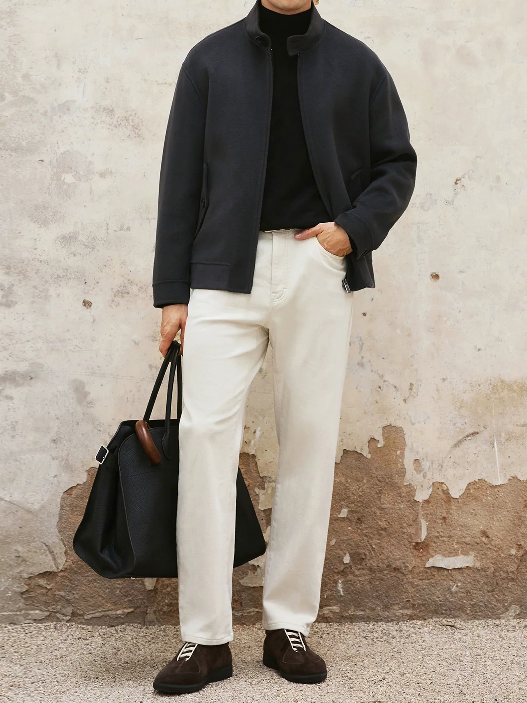 Stand-Collar Double-Faced Wool Jacket - Image 3