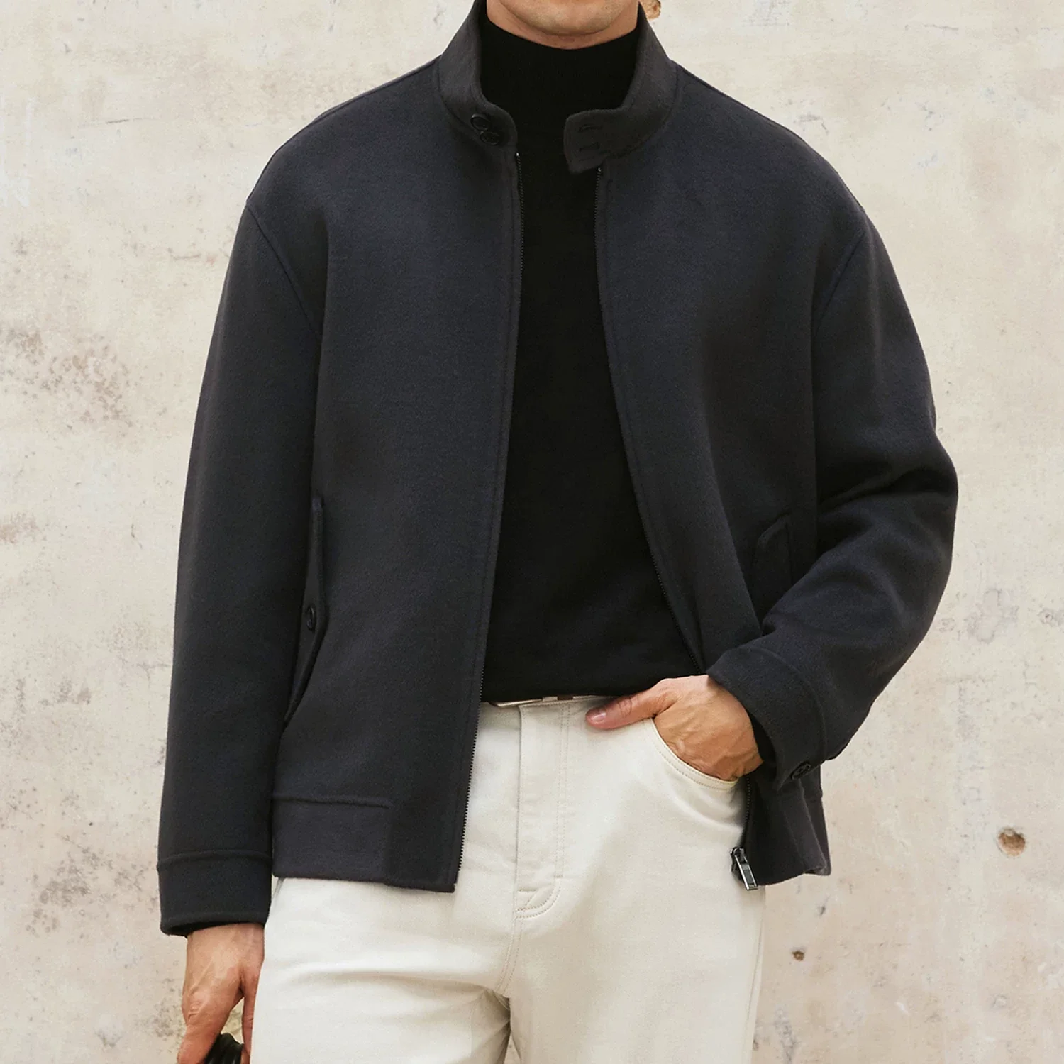Stand-Collar Double-Faced Wool Jacket - Image 5