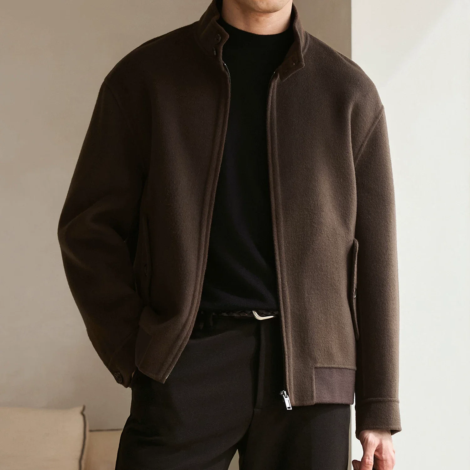 Stand-Collar Double-Faced Wool Jacket - Image 6