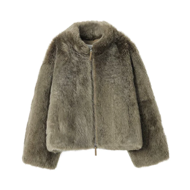 Stand-Collar Double-Zip Shearling Jacket - Image 2