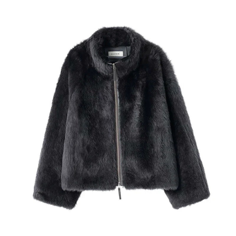 Stand-Collar Double-Zip Shearling Jacket - Image 3