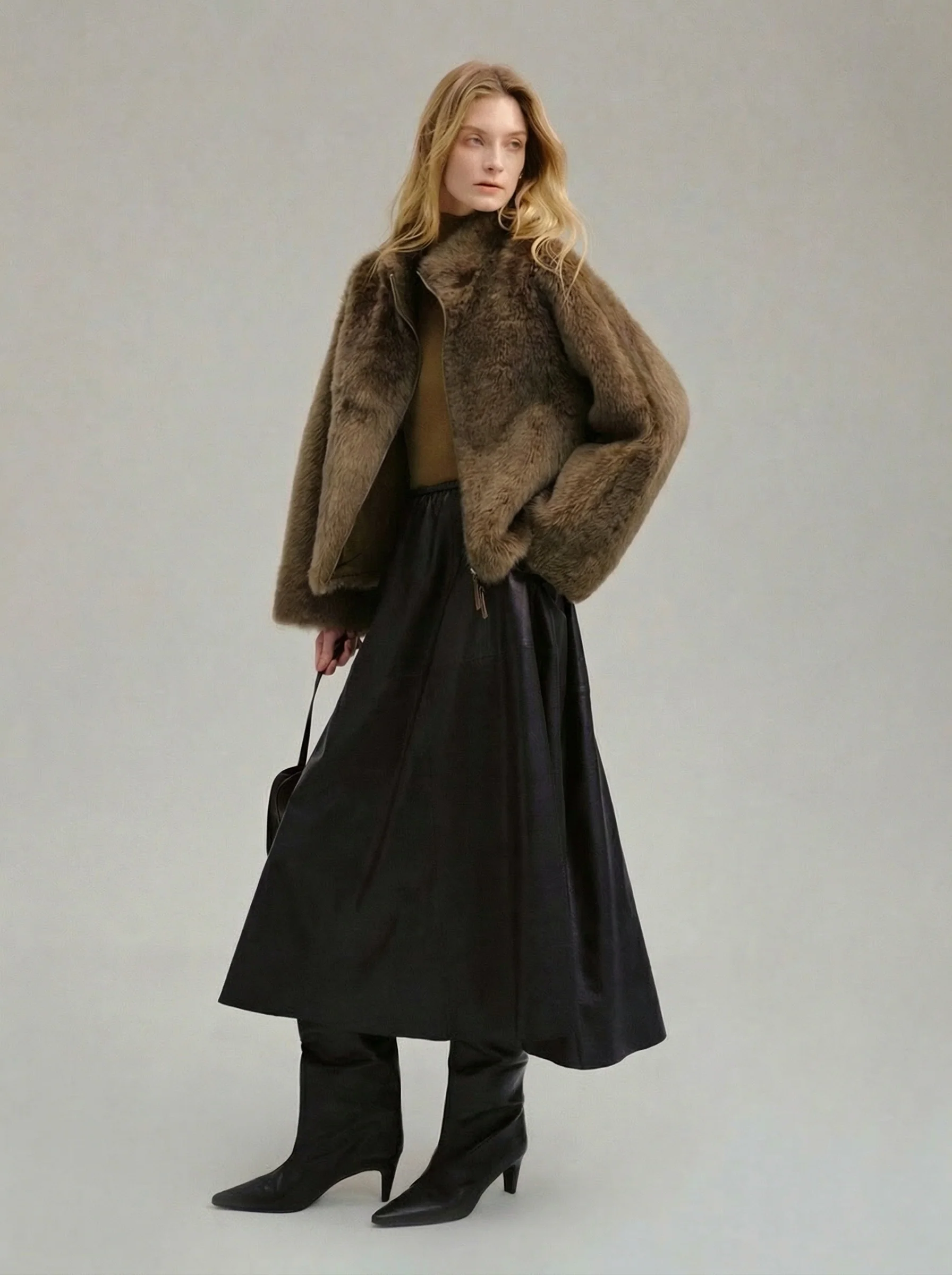 Stand-Collar Double-Zip Shearling Jacket - Image 6