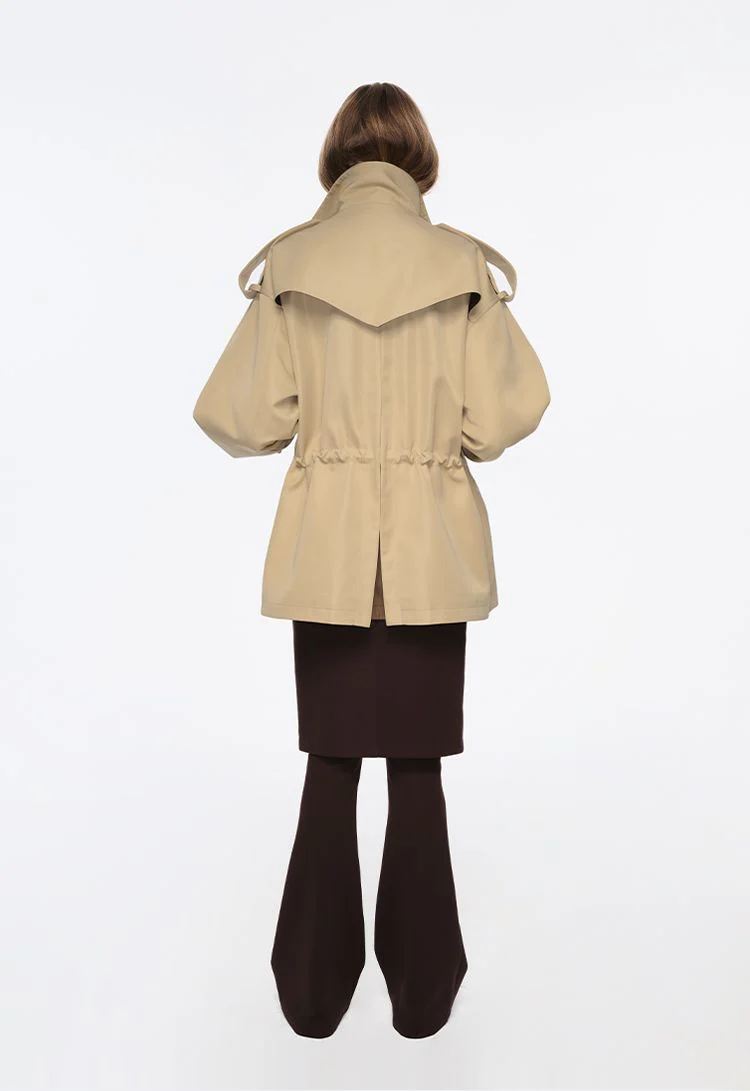 Stand Collar Four-Pocket Drawstring Parka - Image 5