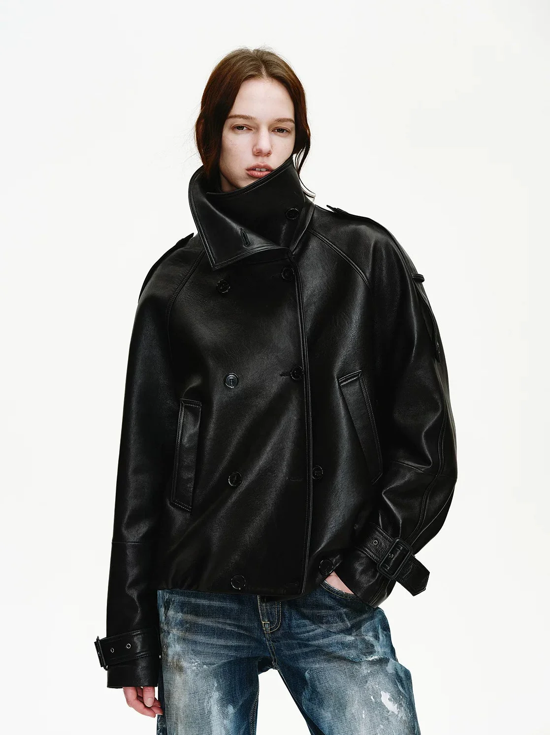 Stand-Collar Leather Jacket - Image 7