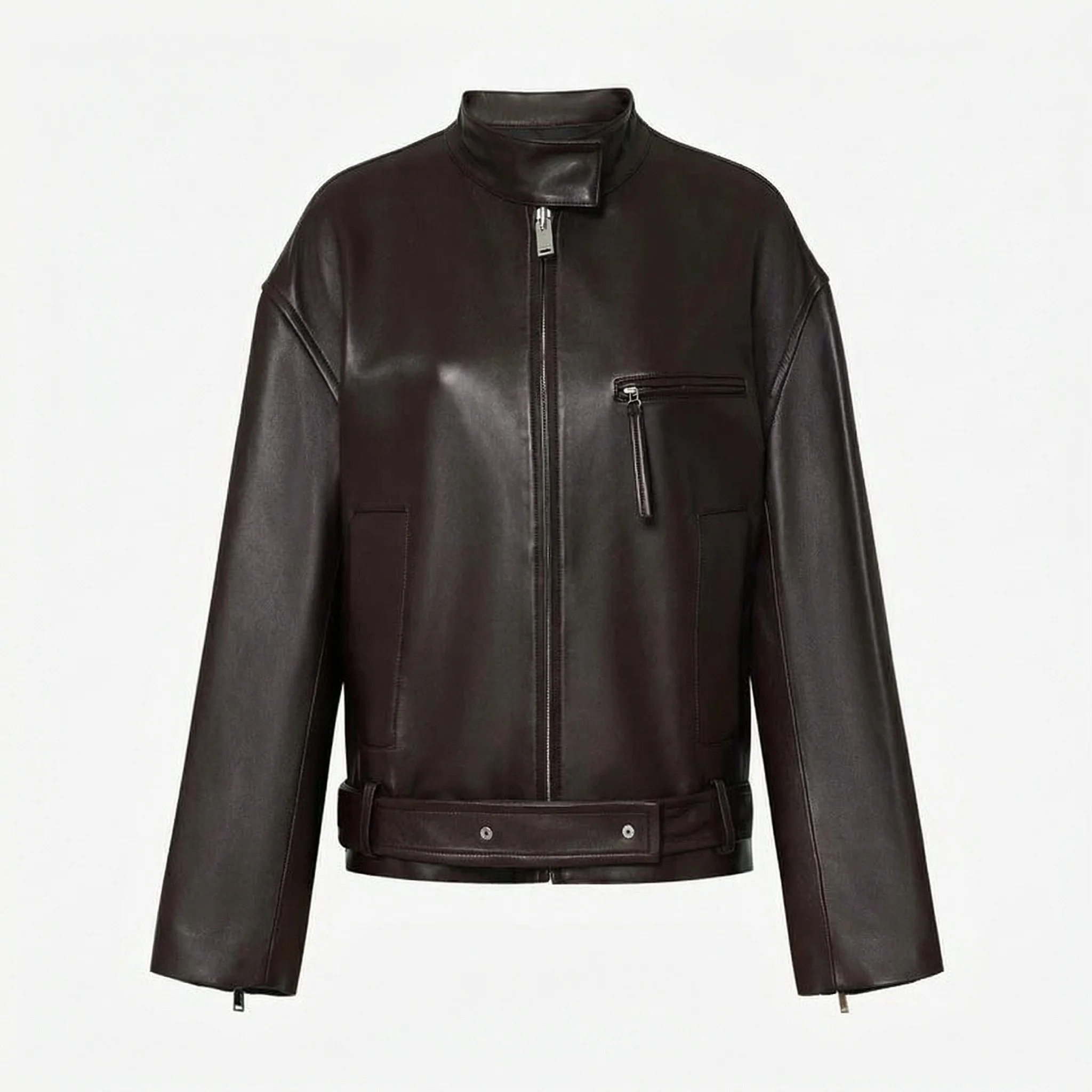 Stand-Collar Leather Jacket - Image 6
