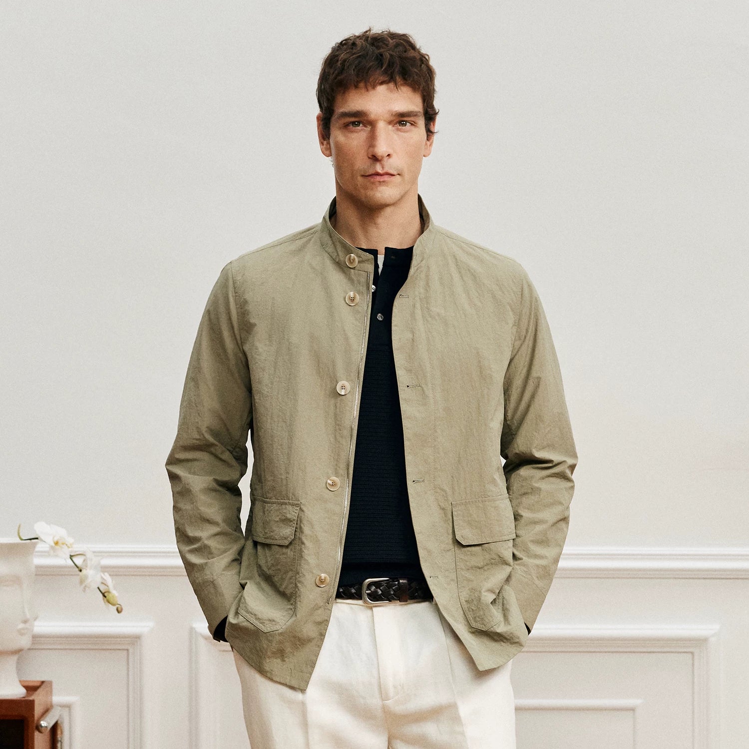 Stand-Collar Micro-Wrinkle Jacket - Image 6
