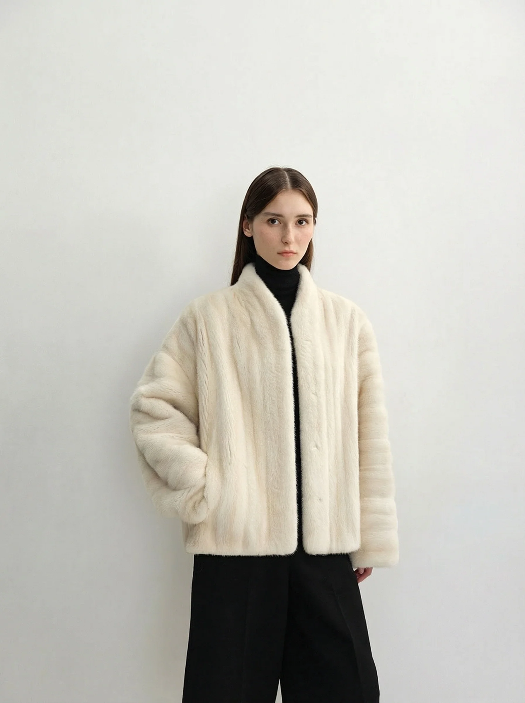 Stand Collar Mink Jacket