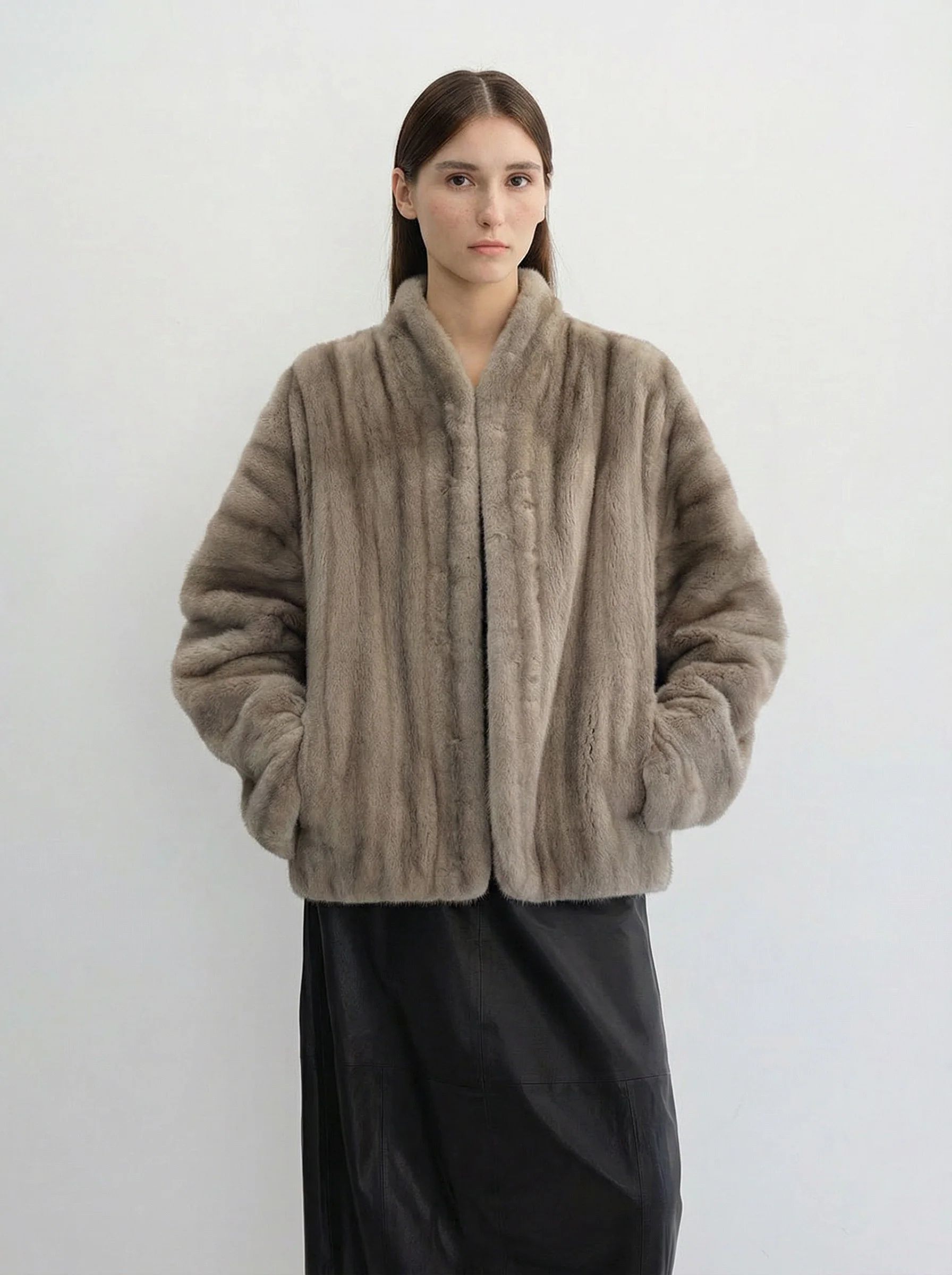 Stand Collar Mink Jacket - Image 2