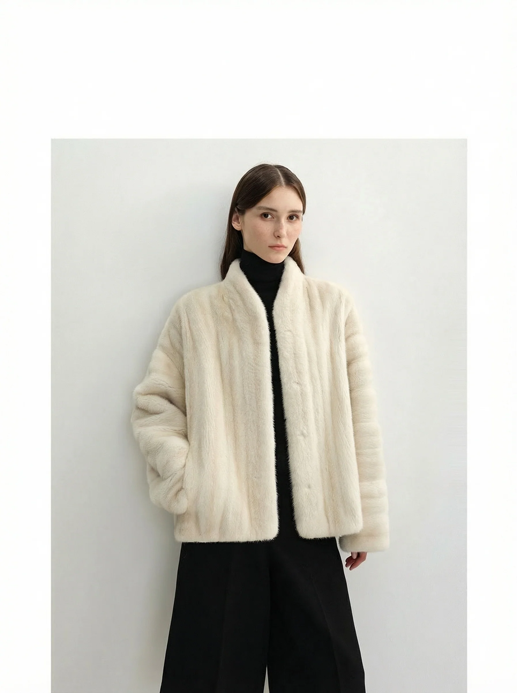 Stand Collar Mink Jacket - Image 5