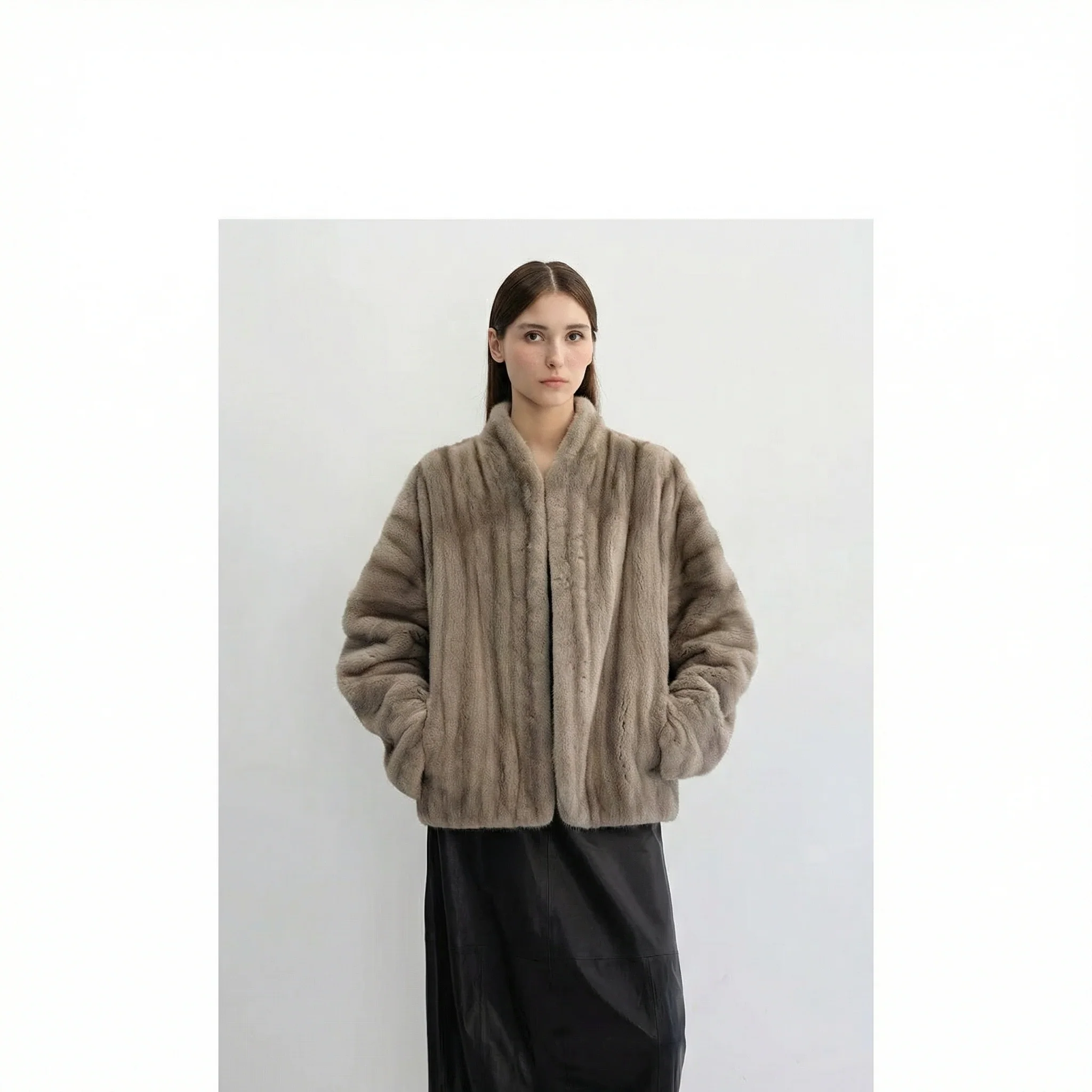Stand Collar Mink Jacket - Image 6