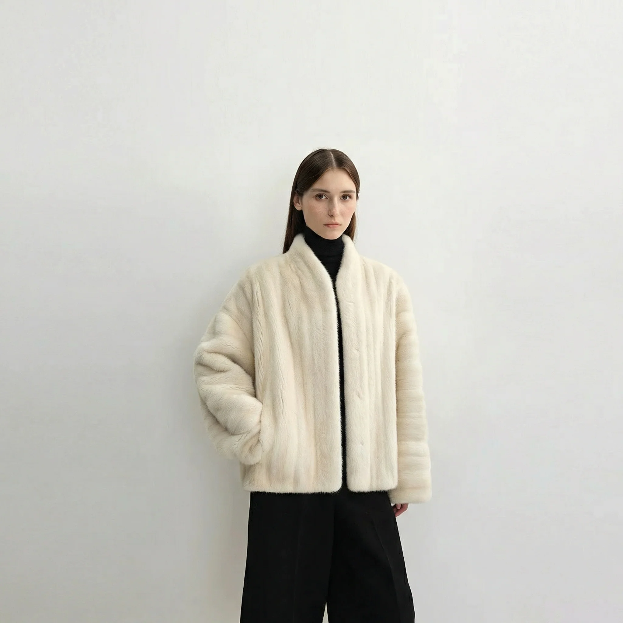 Stand Collar Mink Jacket - Image 7
