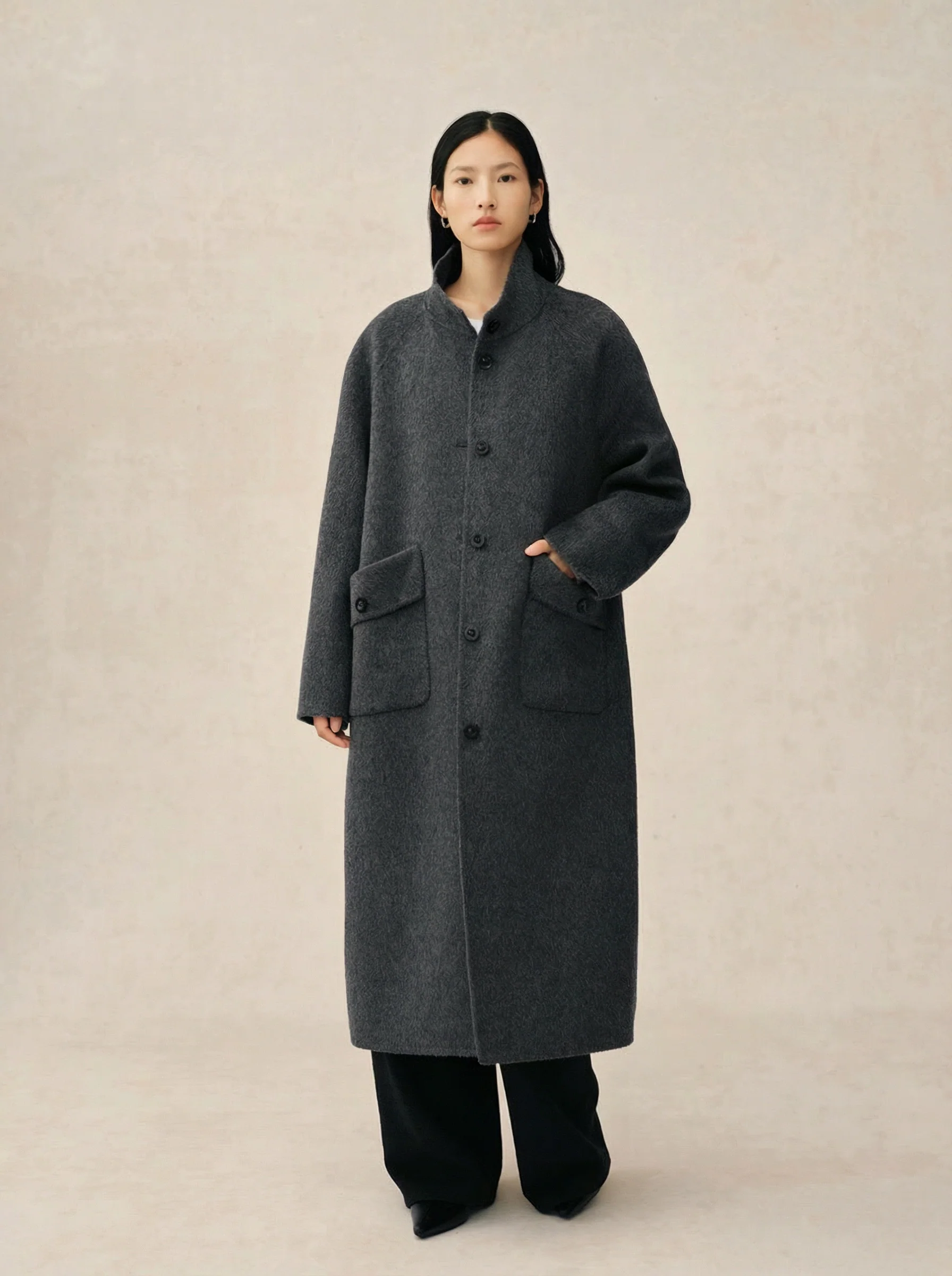 Stand-Collar Patch-Pocket Coat - Image 4