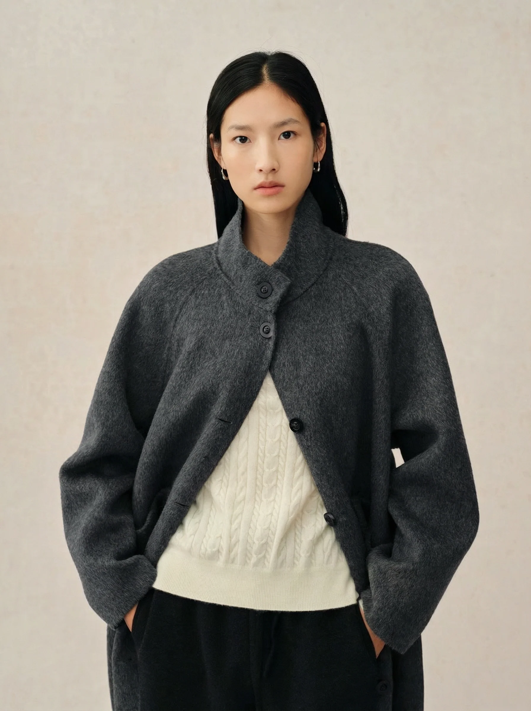 Stand-Collar Patch-Pocket Coat - Image 5