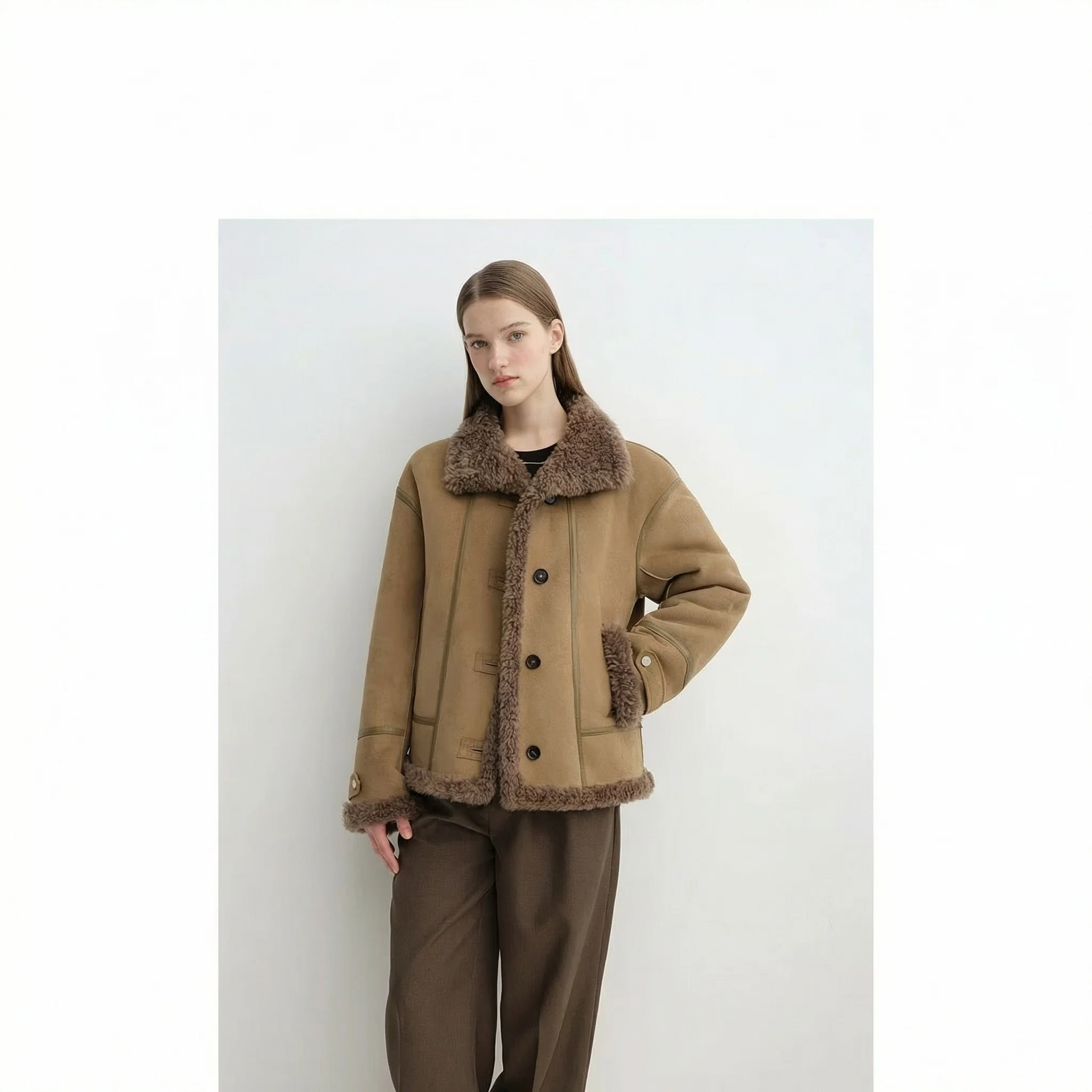 Stand-Collar Shearling-Trim Jacket - Image 6
