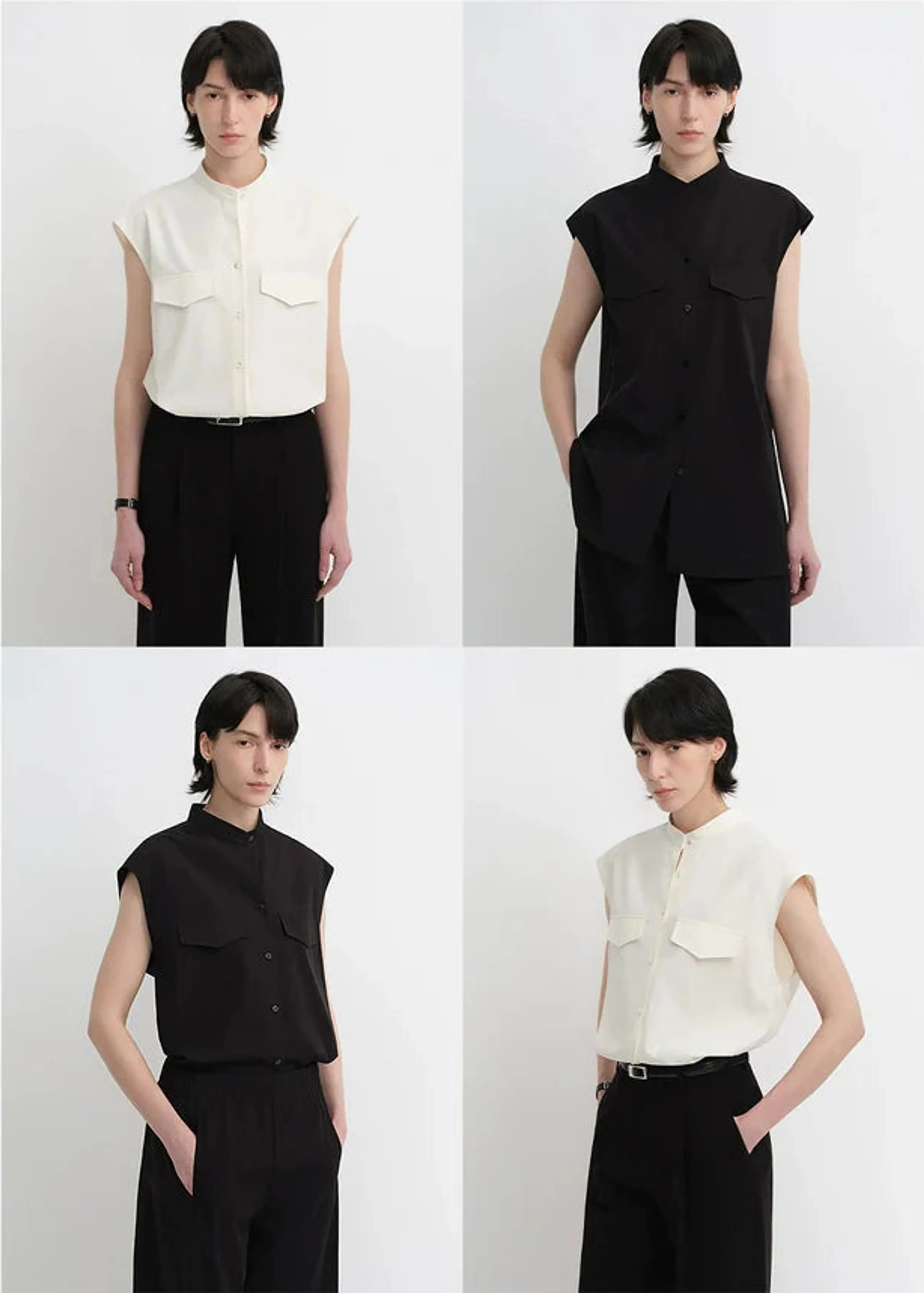 Stand Collar Sleeveless Shirt - Image 2