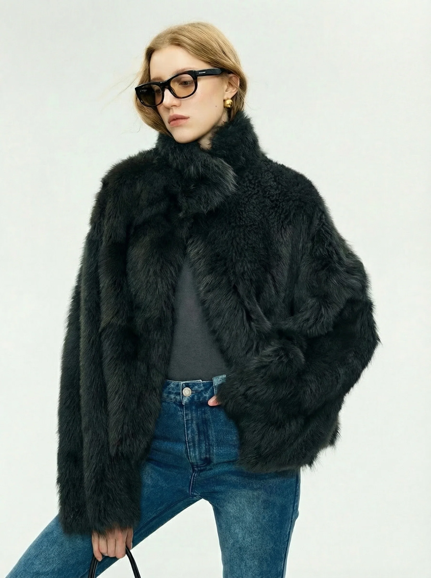 Stand-Collar Toscana Shearling Jacket - Image 6