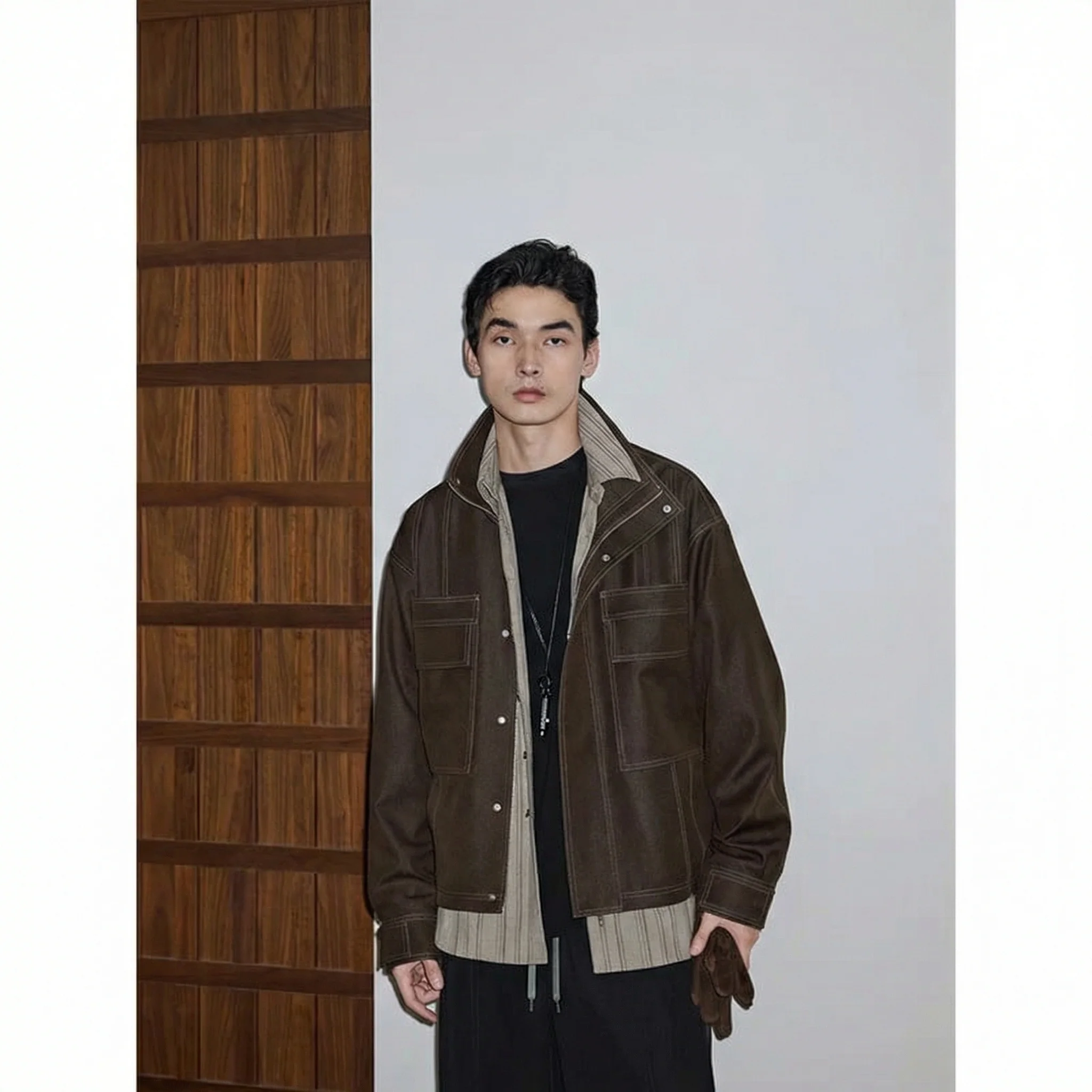 Stand-Collar Twill Utility Jacket - Image 4