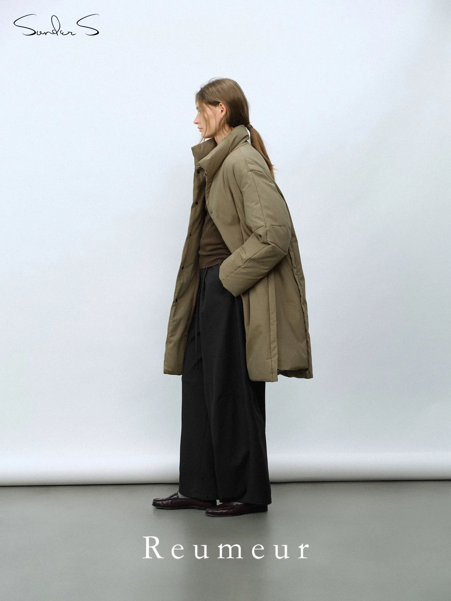 Stand-Collar Wool-Blend Down Coat - Image 3