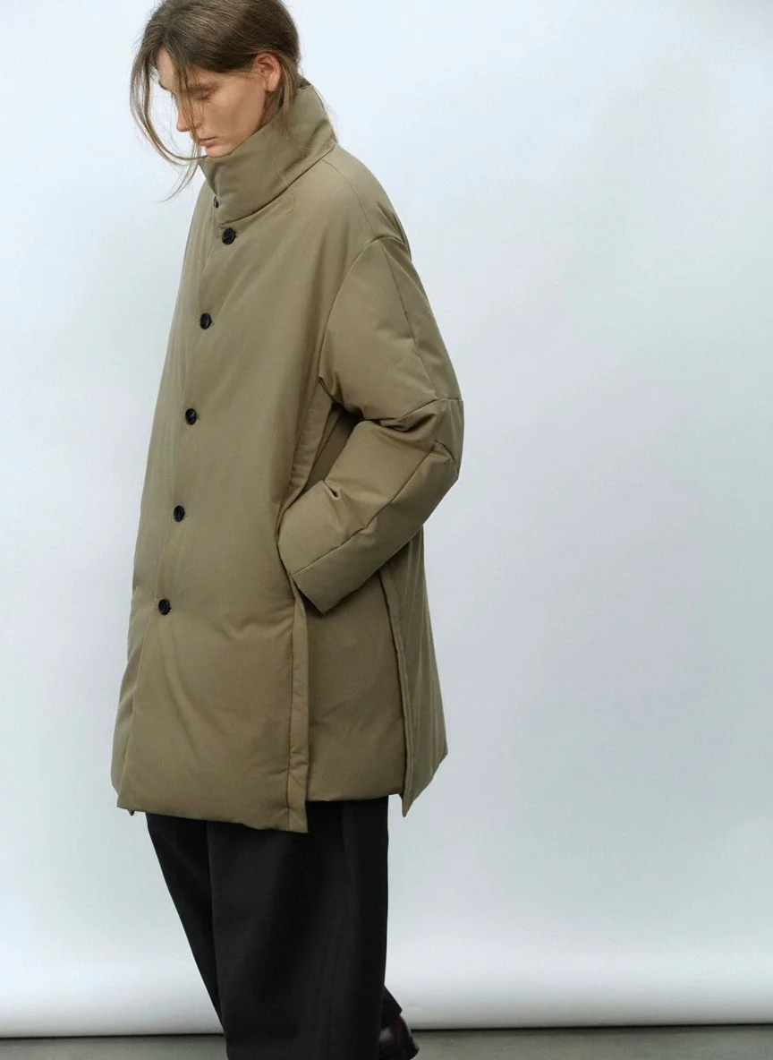 Stand-Collar Wool-Blend Down Coat - Image 5