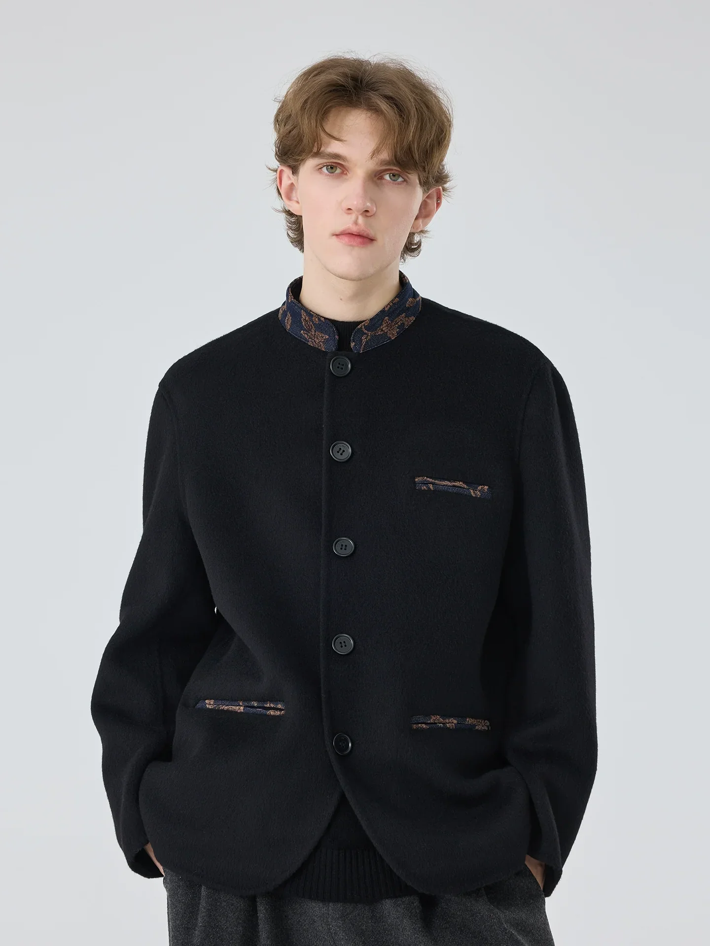 Stand-Collar Wool-Blend Jacket