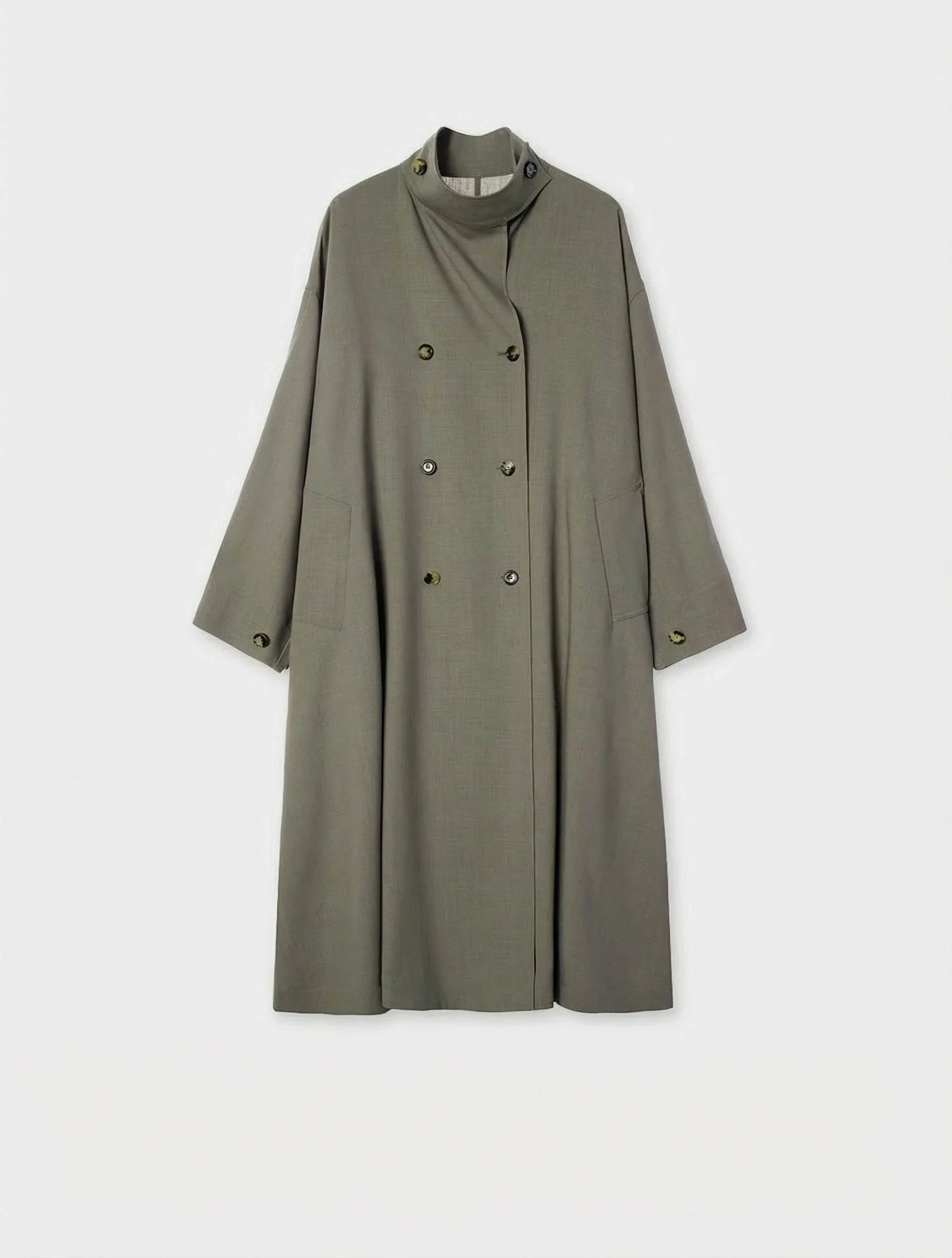 Stand Collar Wool Trench - Image 3