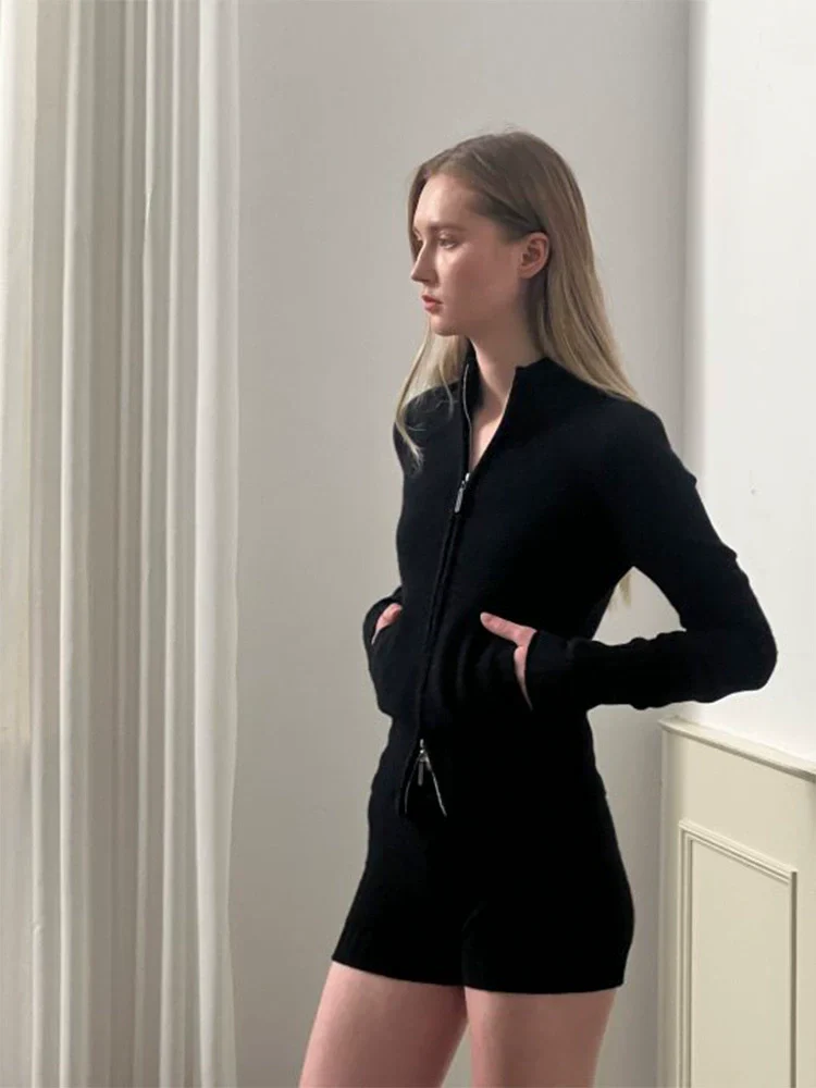 Stand-Collar Wool Zip Cardigan - Image 3